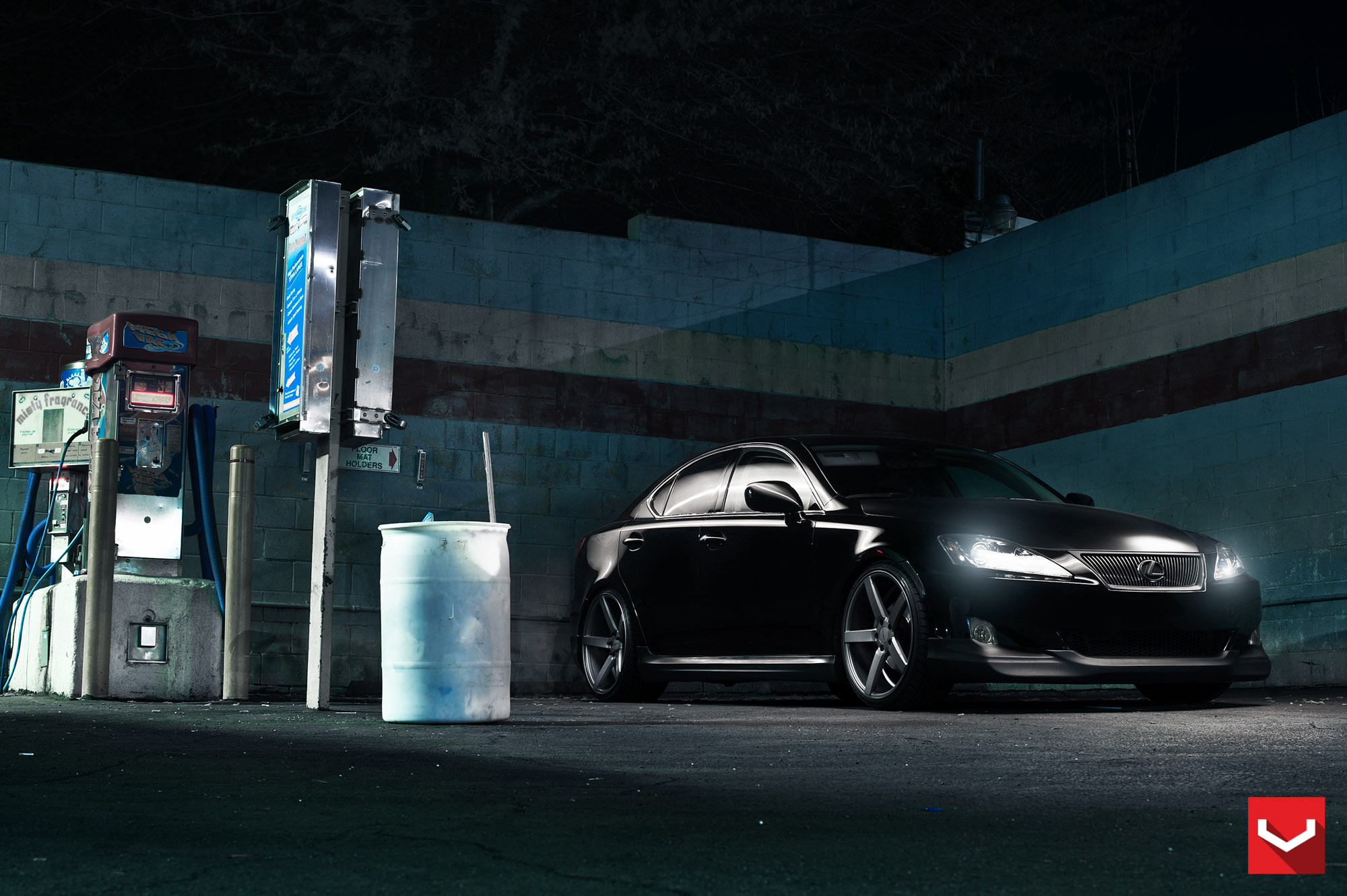 Custom Front Bumper on Black Lexus IS - Photo by Vossen
