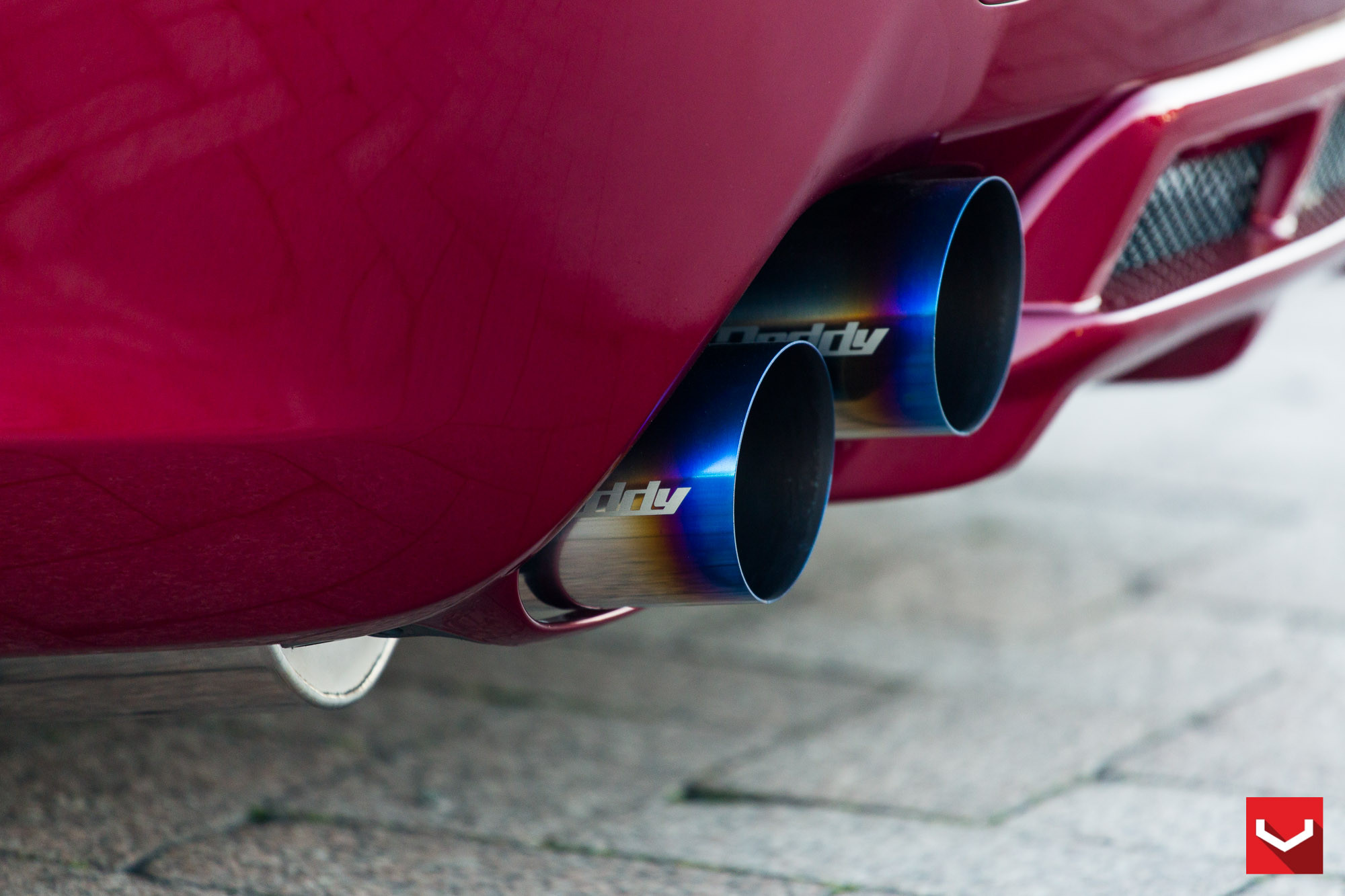 Speed Daddy Exhaust System on Red Lexus IS - Photo by Vossen