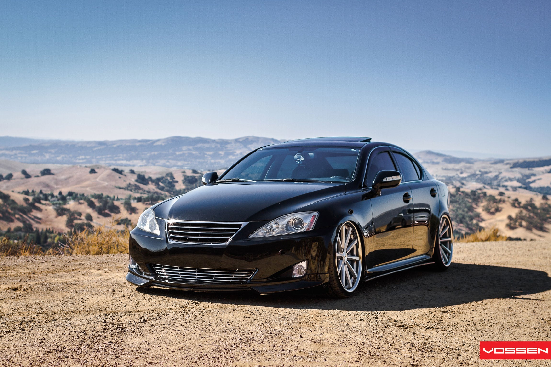 Gloss Black Lexus IS with Custom Front Lip - Photo by Vossen