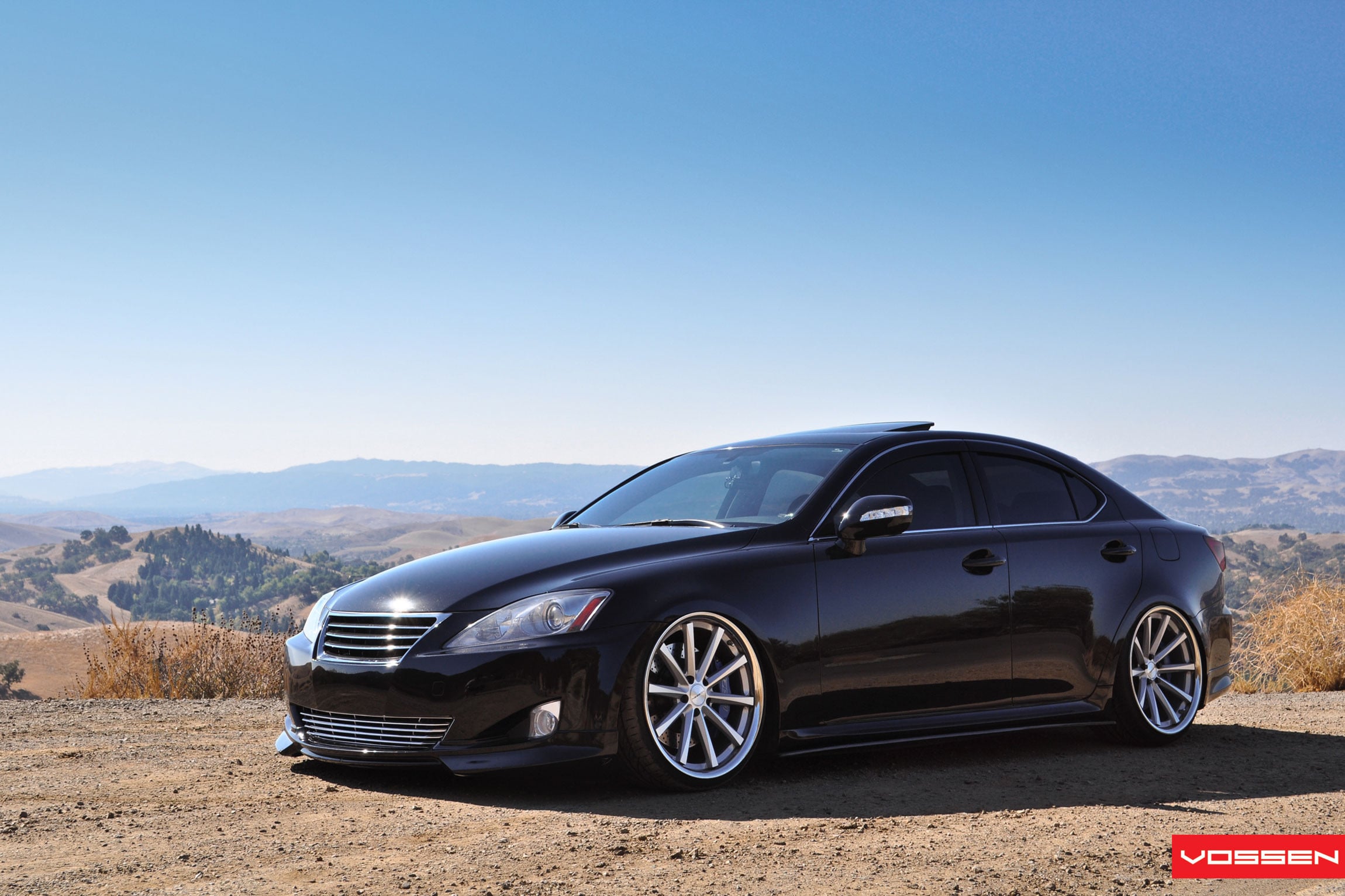 Chrome Vossen Wheels on Custom Black Lexus IS - Photo by Vossen