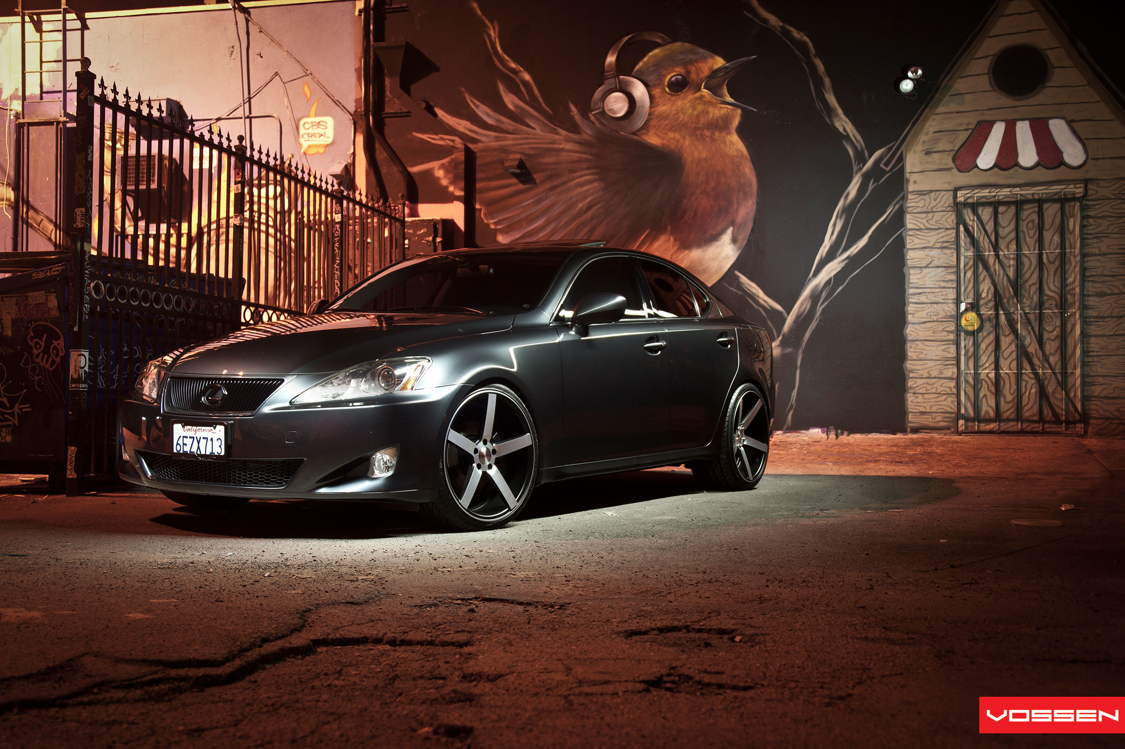 Custom Front Bumper Cover on Gray Metallic Lexus IS - Photo by Vossen