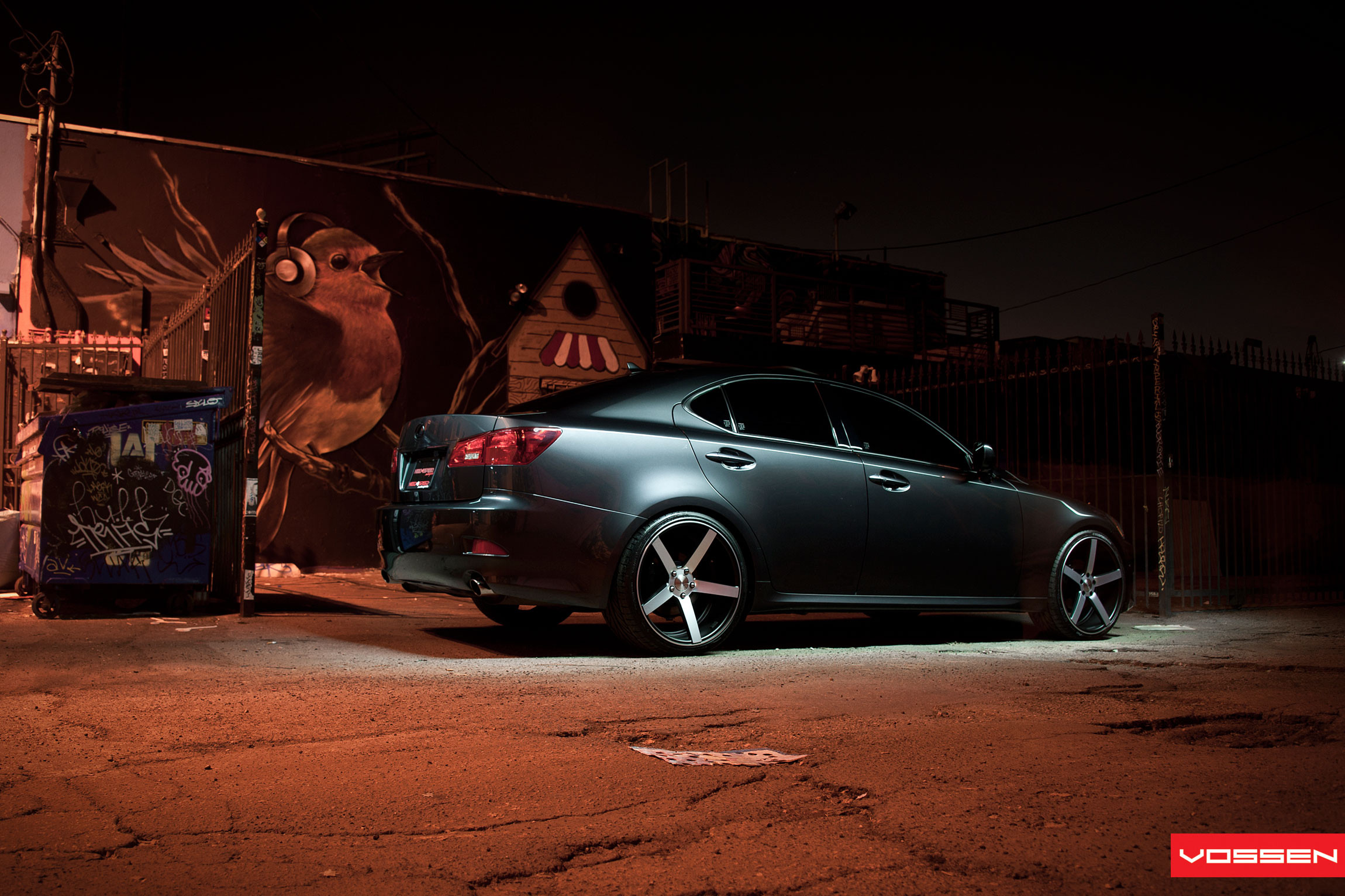 Gray Metallic Lexus IS Aftermarket Red Taillights - Photo by Vossen