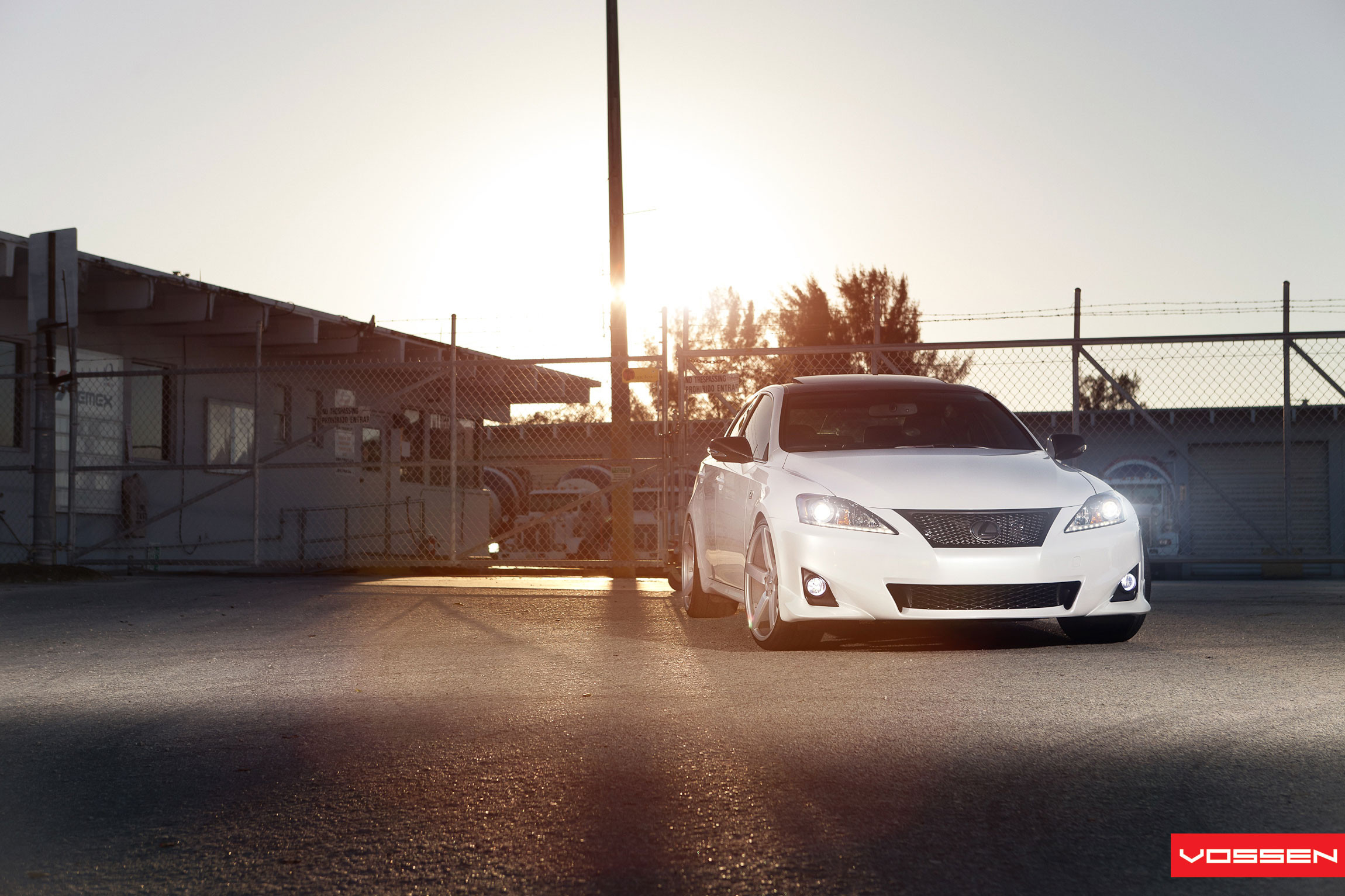 White Lexus IS with Custom Front Bumper Lips - Photo by Vossen