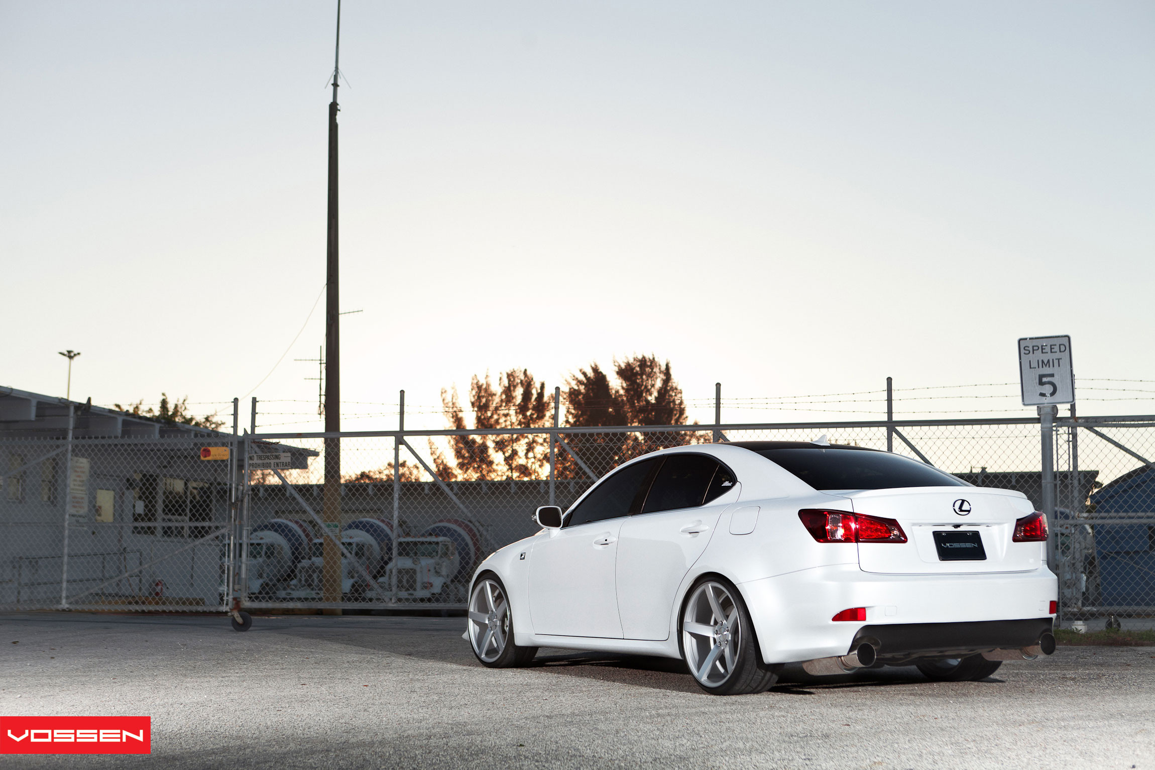 White Lexus IS with Aftermarket Exhaust System - Photo by Vossen