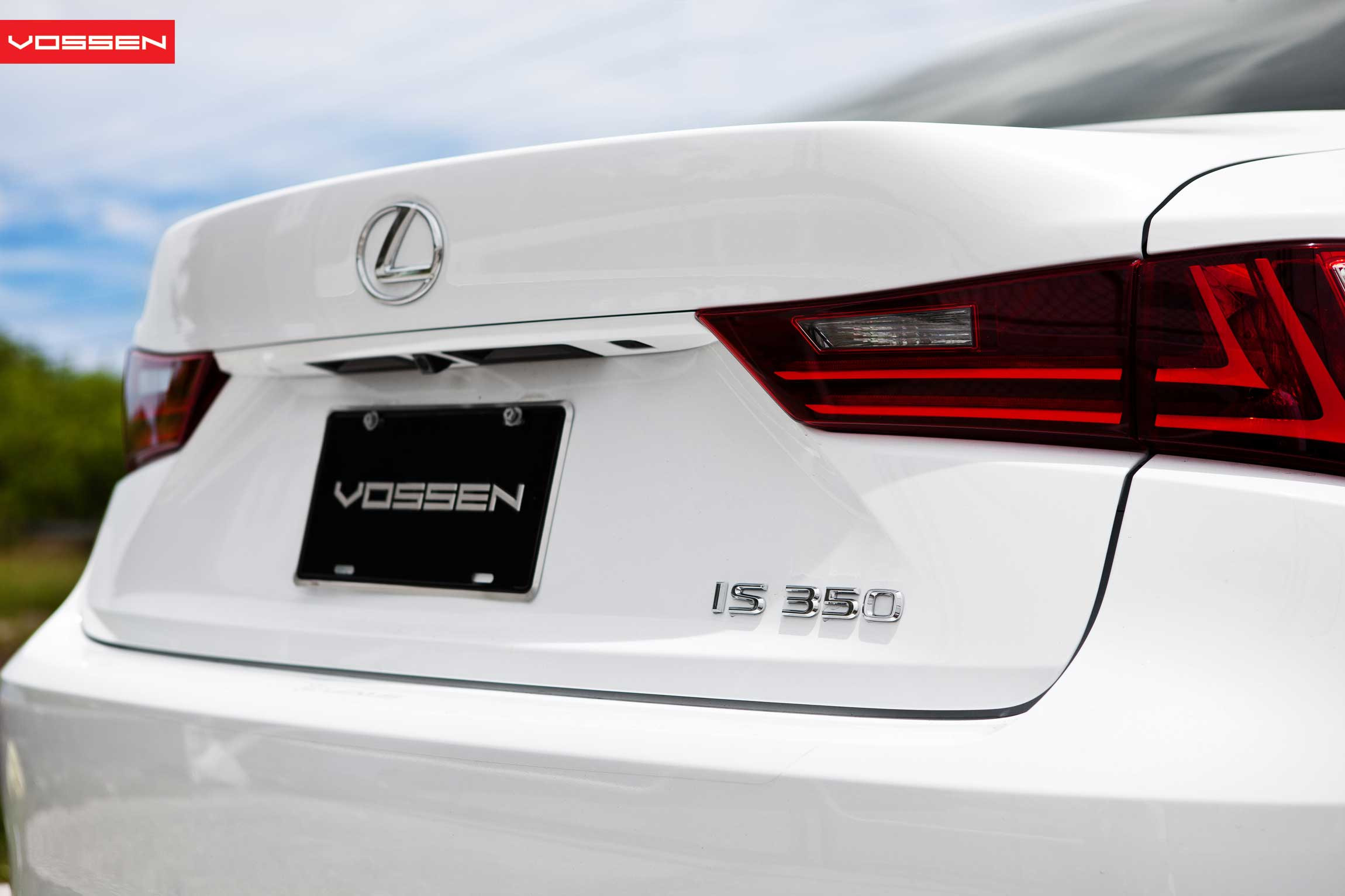 Red Custom Taillights on White Lexus IS 350 - Photo by Vossen