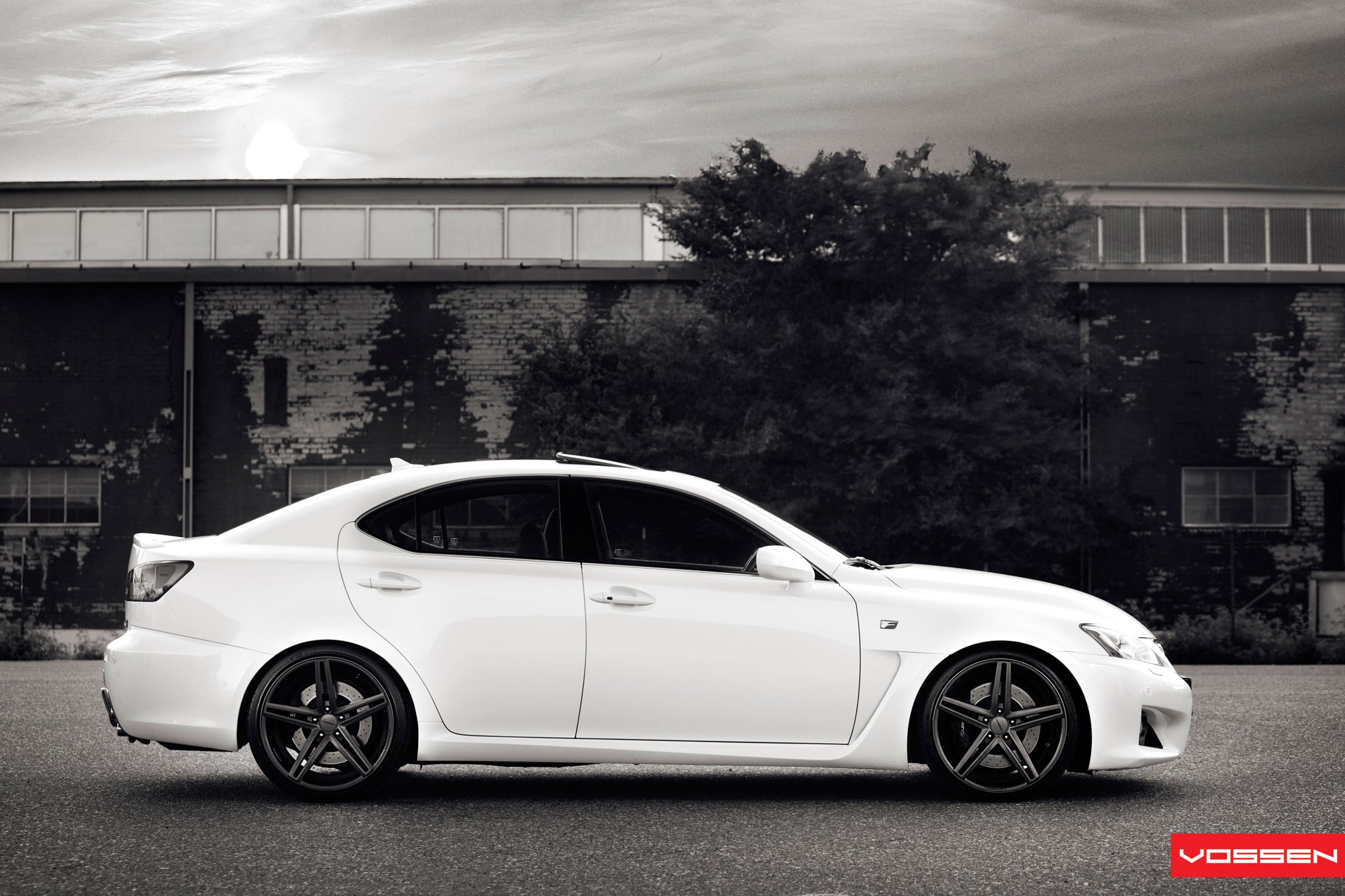 White Lexus IS F Aftermarket Side Skirts - Photo by Vossen