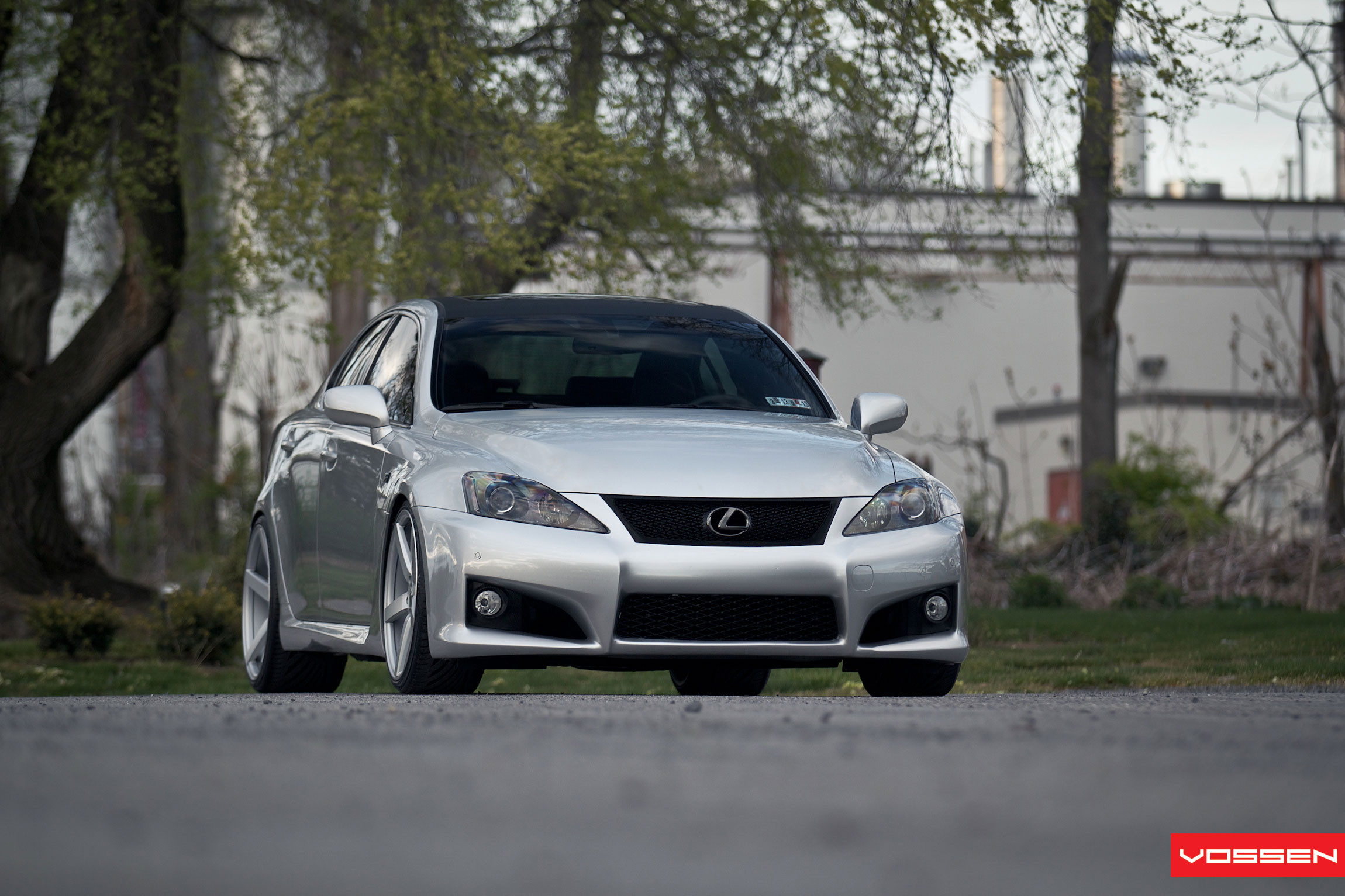 Dark Smoke Headlights on Silver Lexus IS - Photo by Vossen