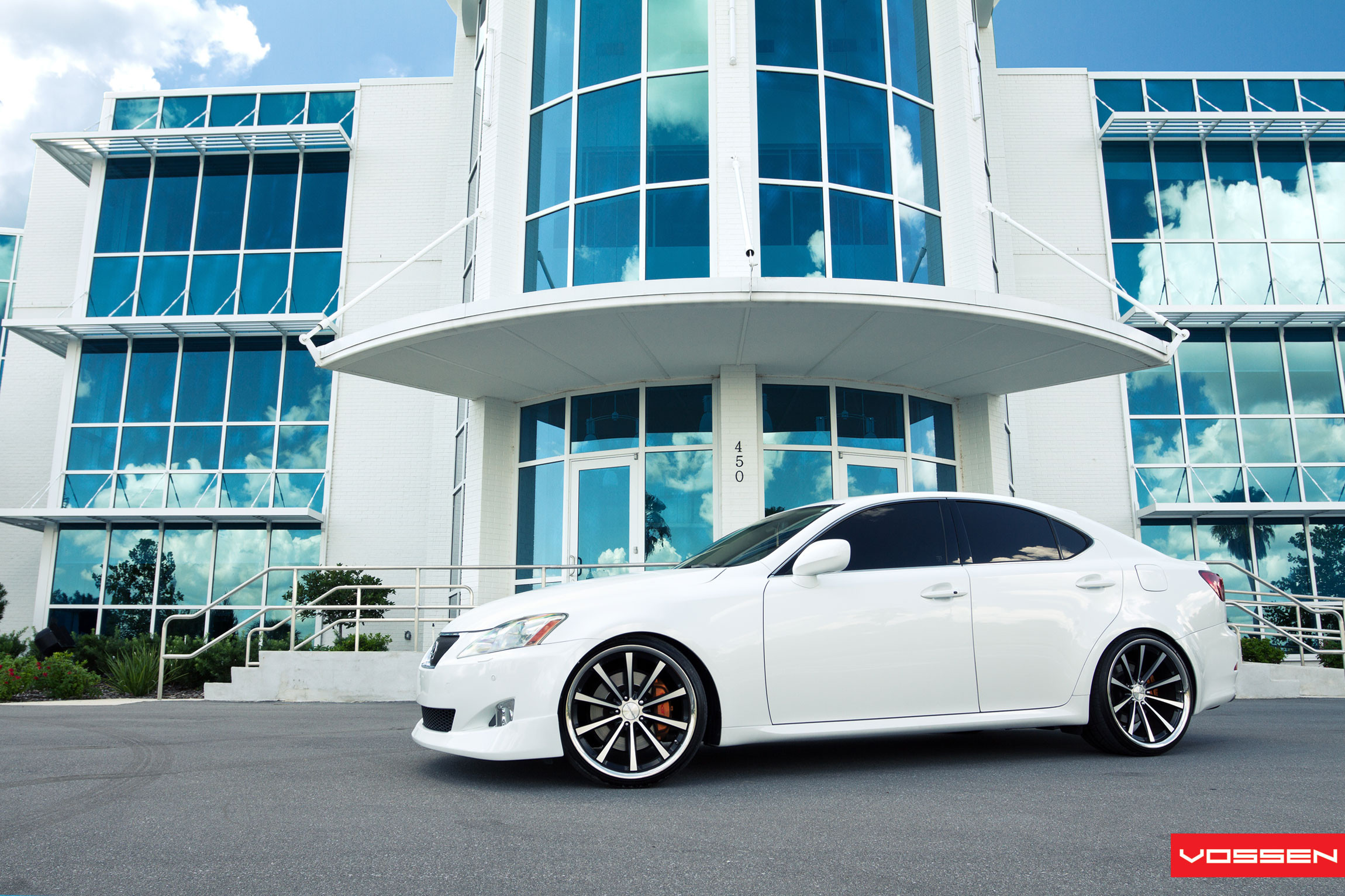 Custom Vossen Wheels with Brakes on White Lexus IS - Photo by Vossen