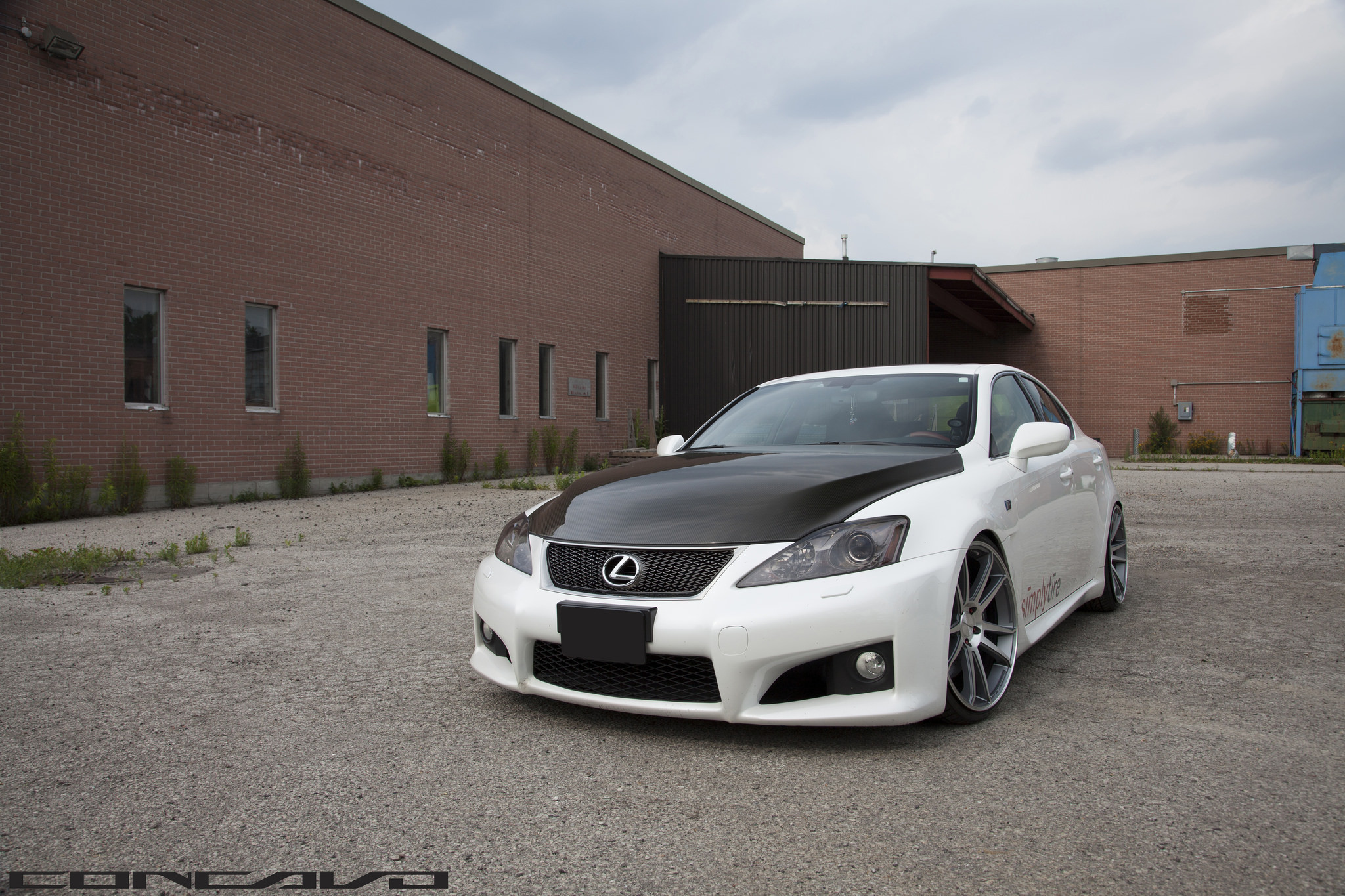 Custom White Lexus IS with Black Hood - Photo by Vossen