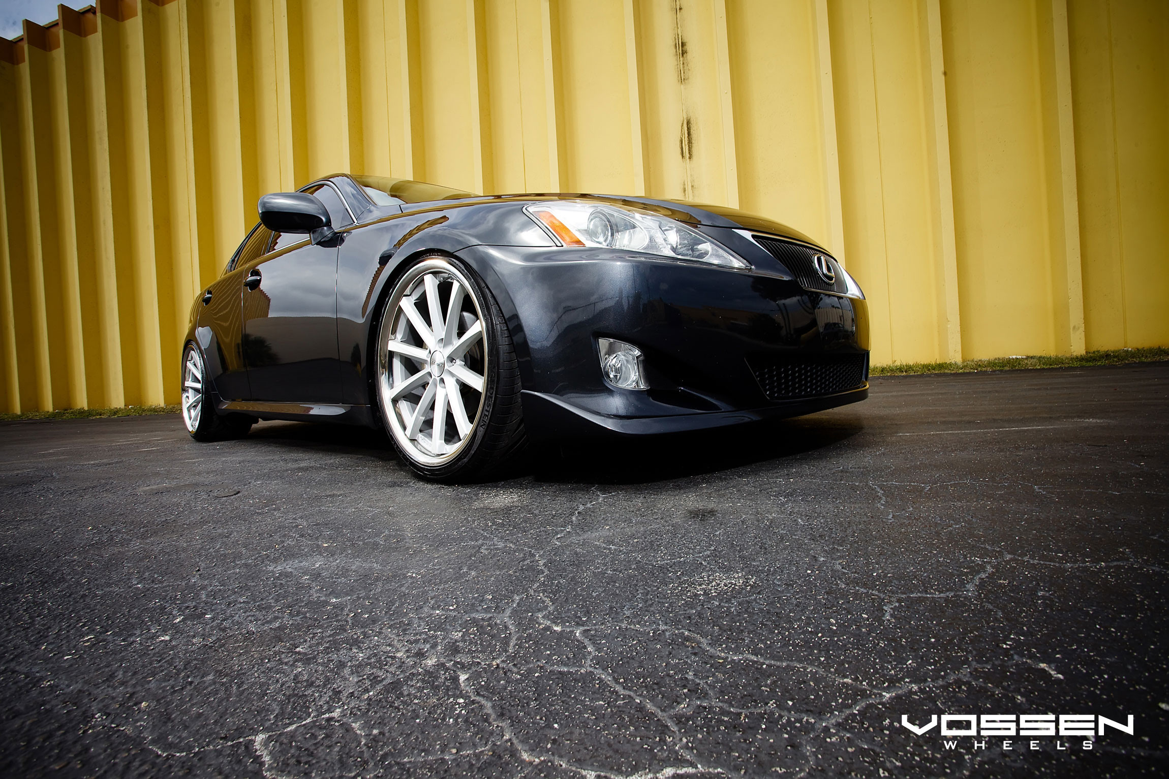 Black Lexus IS with Aftermarket Front Bumper Cover - Photo by Vossen