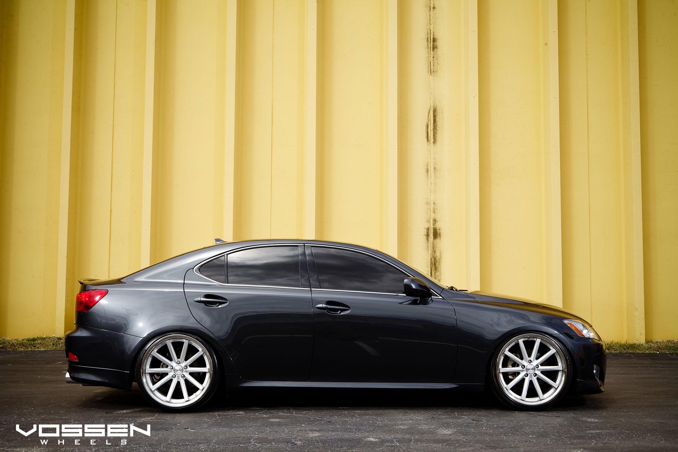 Chrome Vossen Wheels on Black Lexus IS - Photo by Vossen