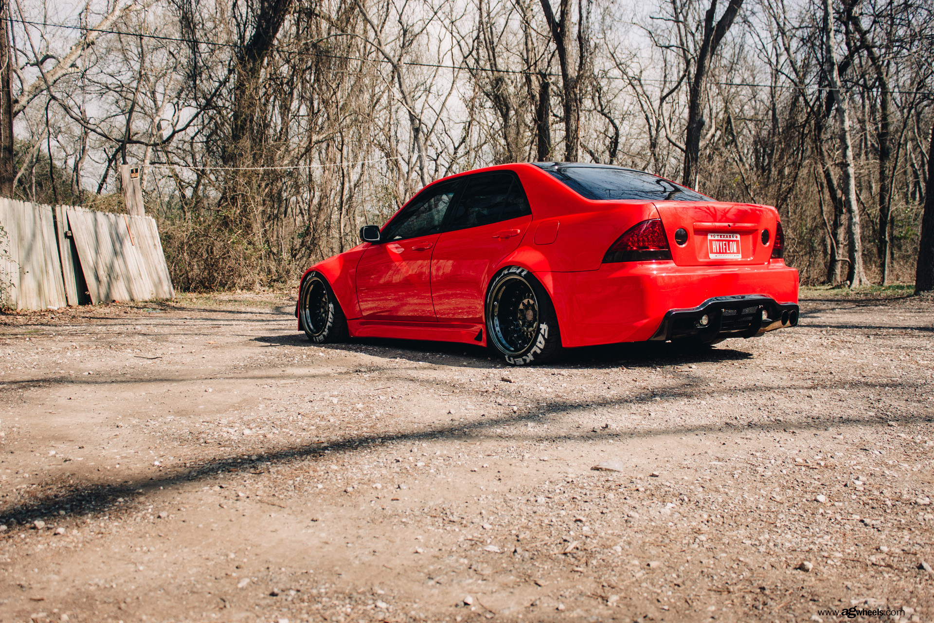 Custom Rear Diffuser on Red Lexus IS - Photo by Avant Garde Wheels
