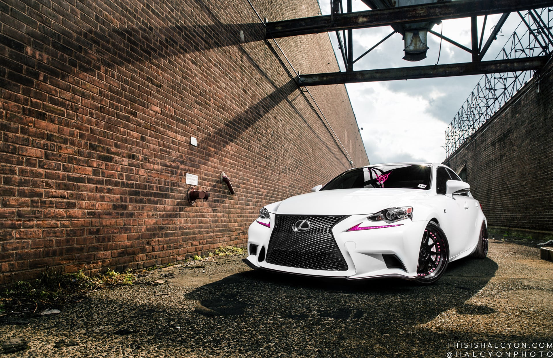 Custom White Lexus IS with Pink Accents - Photo by Avant Garde Wheels
