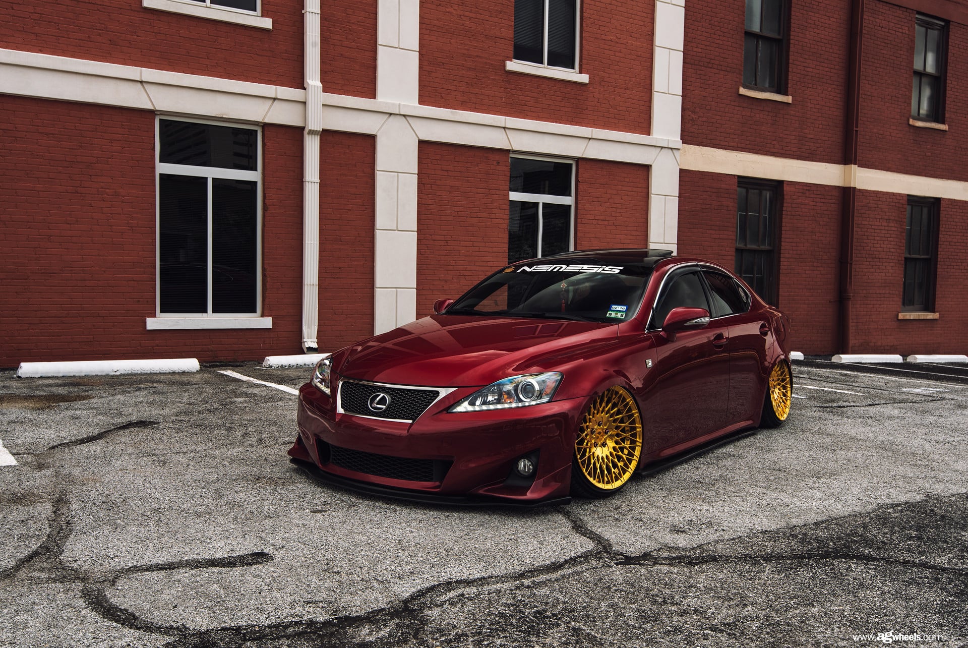 Red Lexus IS with Chrome Grille - Photo by Avant Garde Wheels
