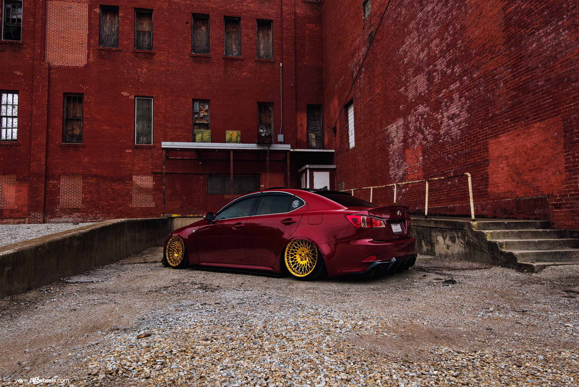 Factory Style Rear Spoiler on Red Lexus IS - Photo by Avant Garde Wheels