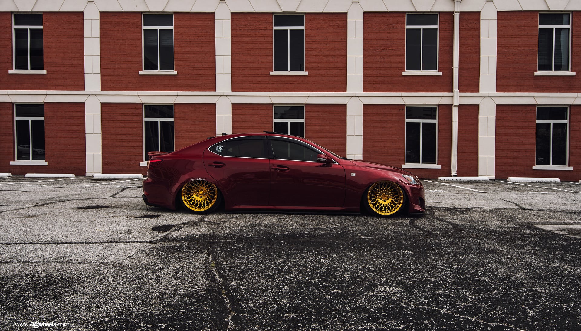 Red Lexus IS with Gold Avant Garde Wheels - Photo by Avant Garde Wheels