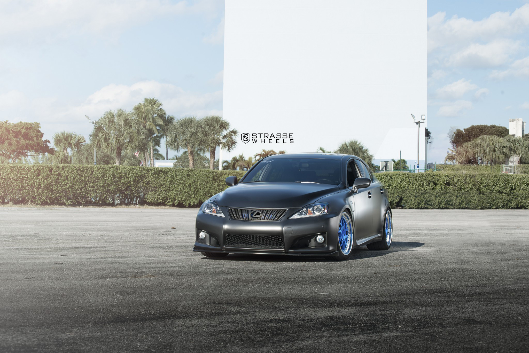 Front Bumper with Fog Lights on Gray Matte Lexus IS - Photo by Strasse Forged