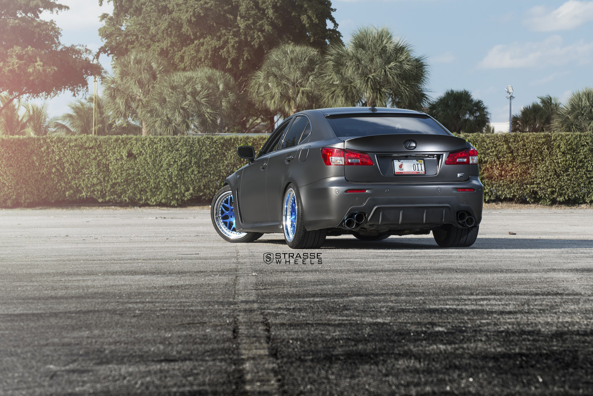 Brushed Blue Strasse Wheels on Custom Lexus IS - Photo by Strasse Forged