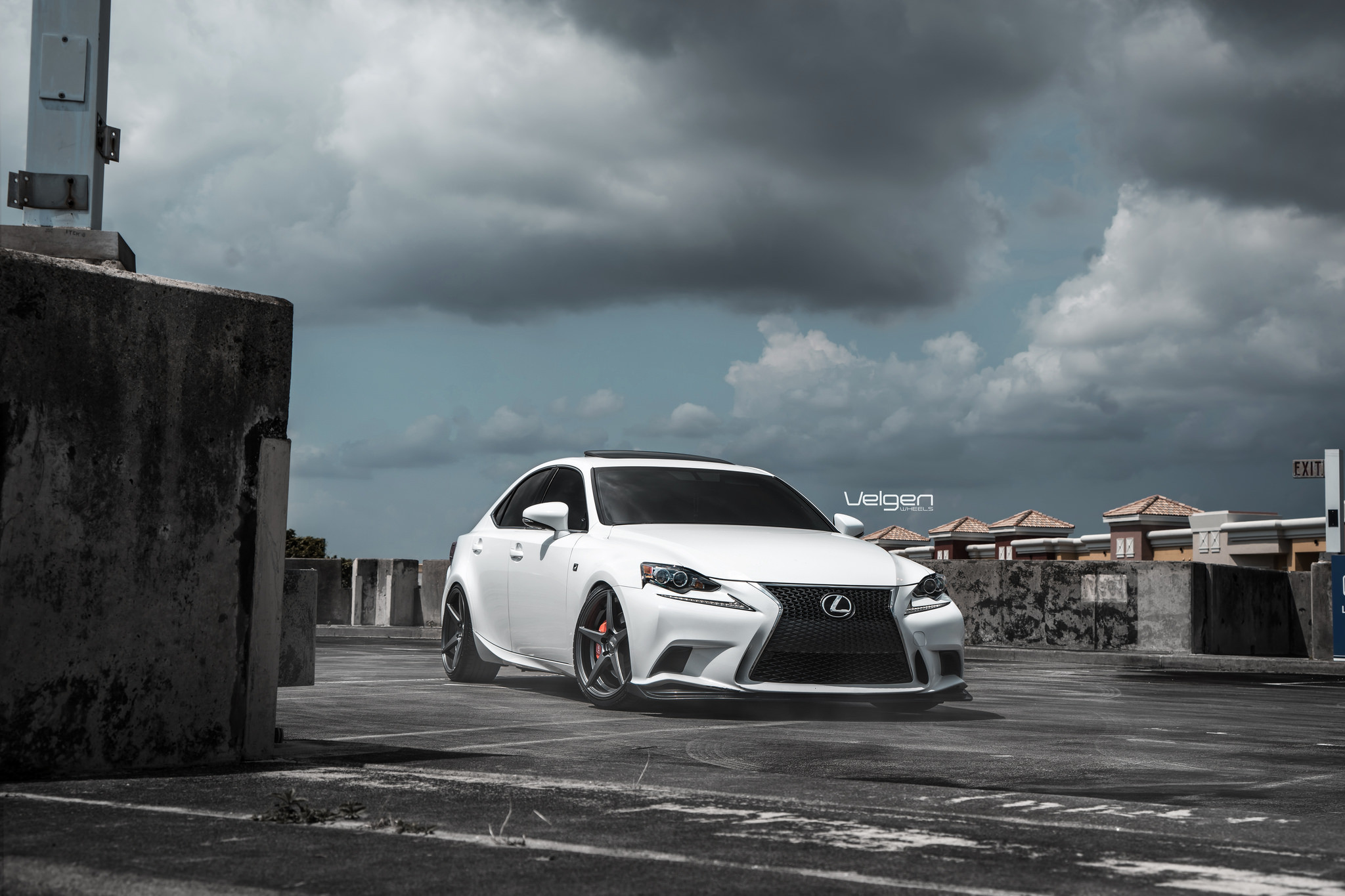 Custom Front Lip on White Lexus IS - Photo by Velgen