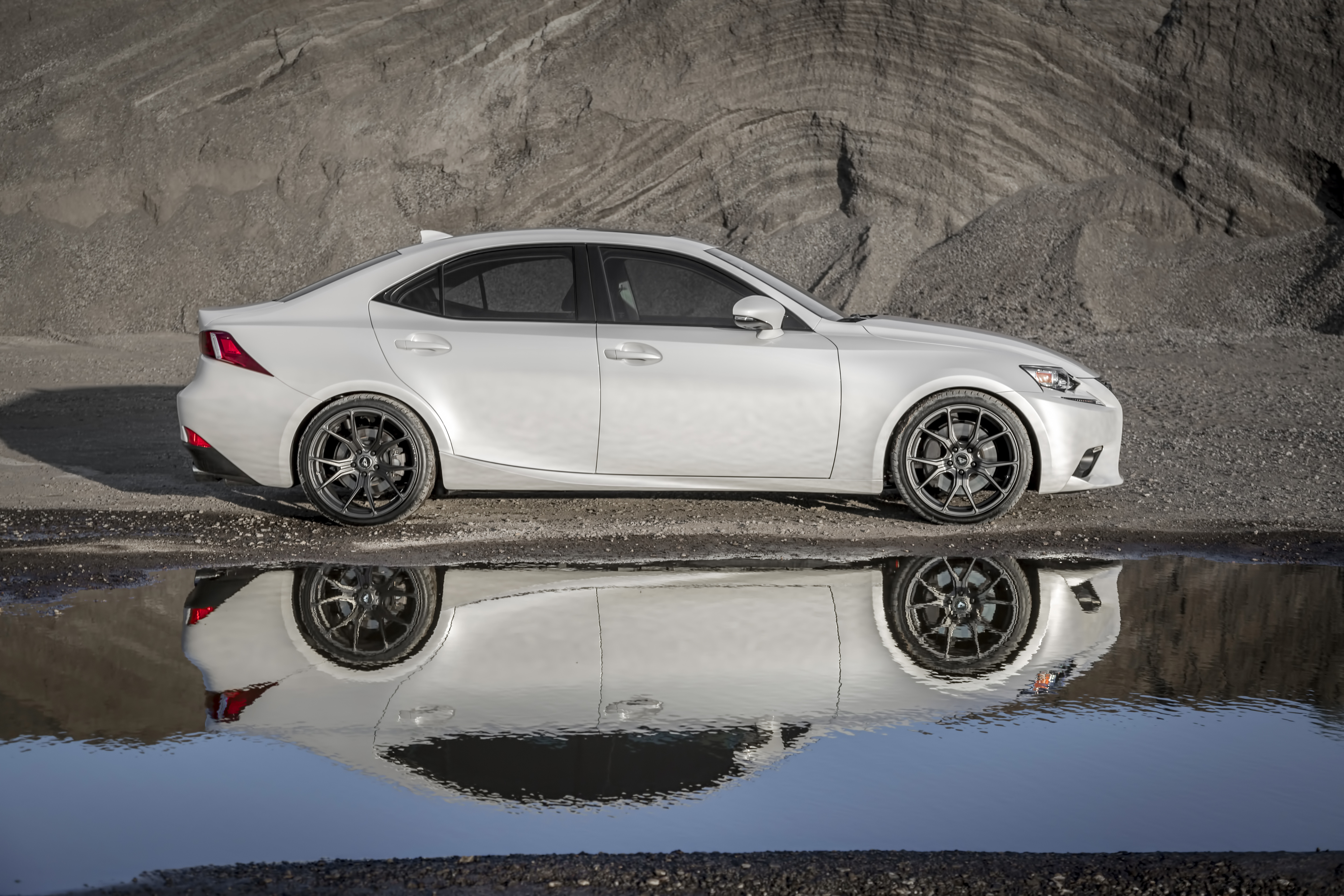 Custom White Lexus IS Side Skirts - Photo by Vorstiner