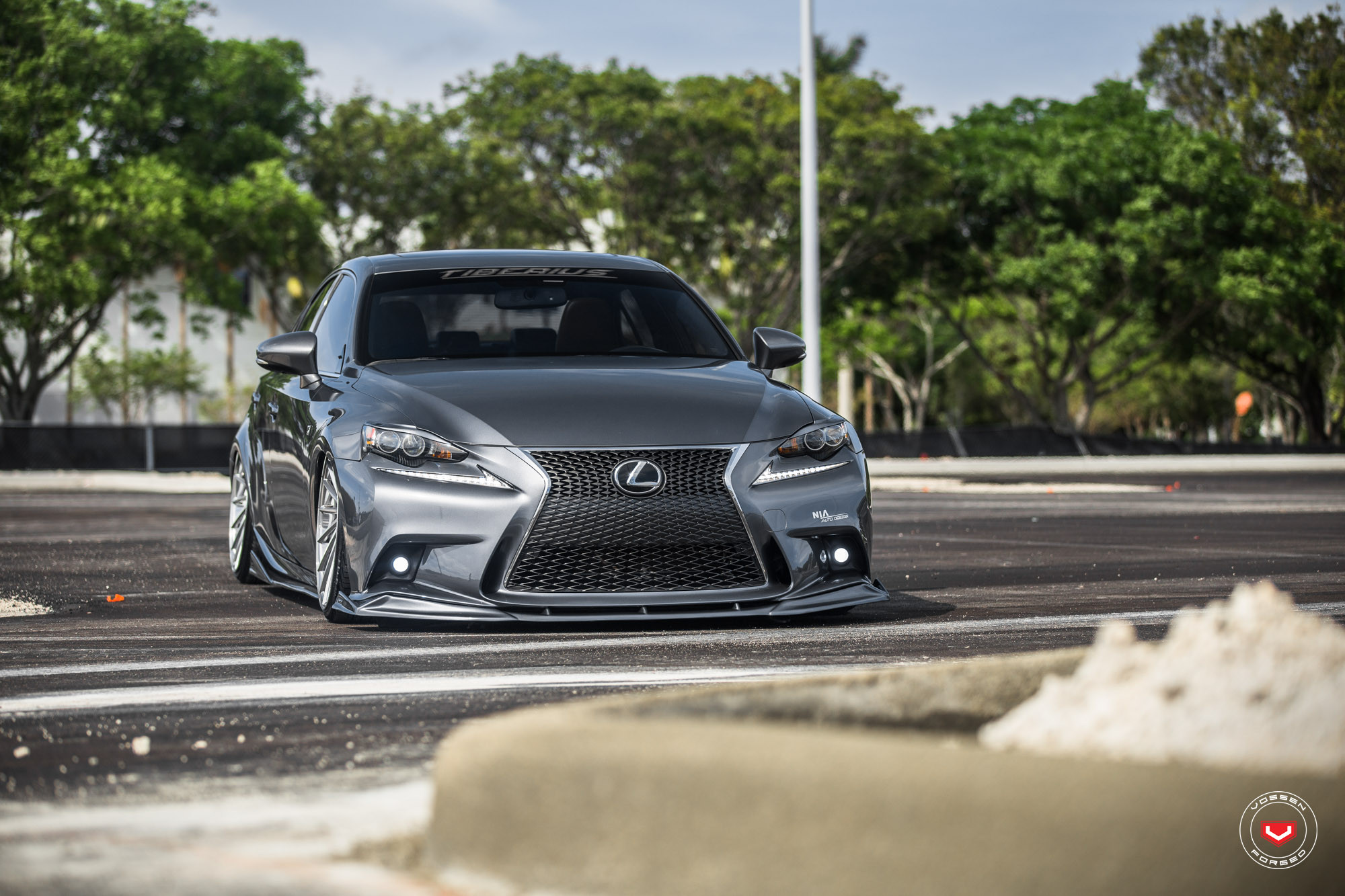 Custom Projector Headlights on Gray Lexus IS - Photo by Vossen
