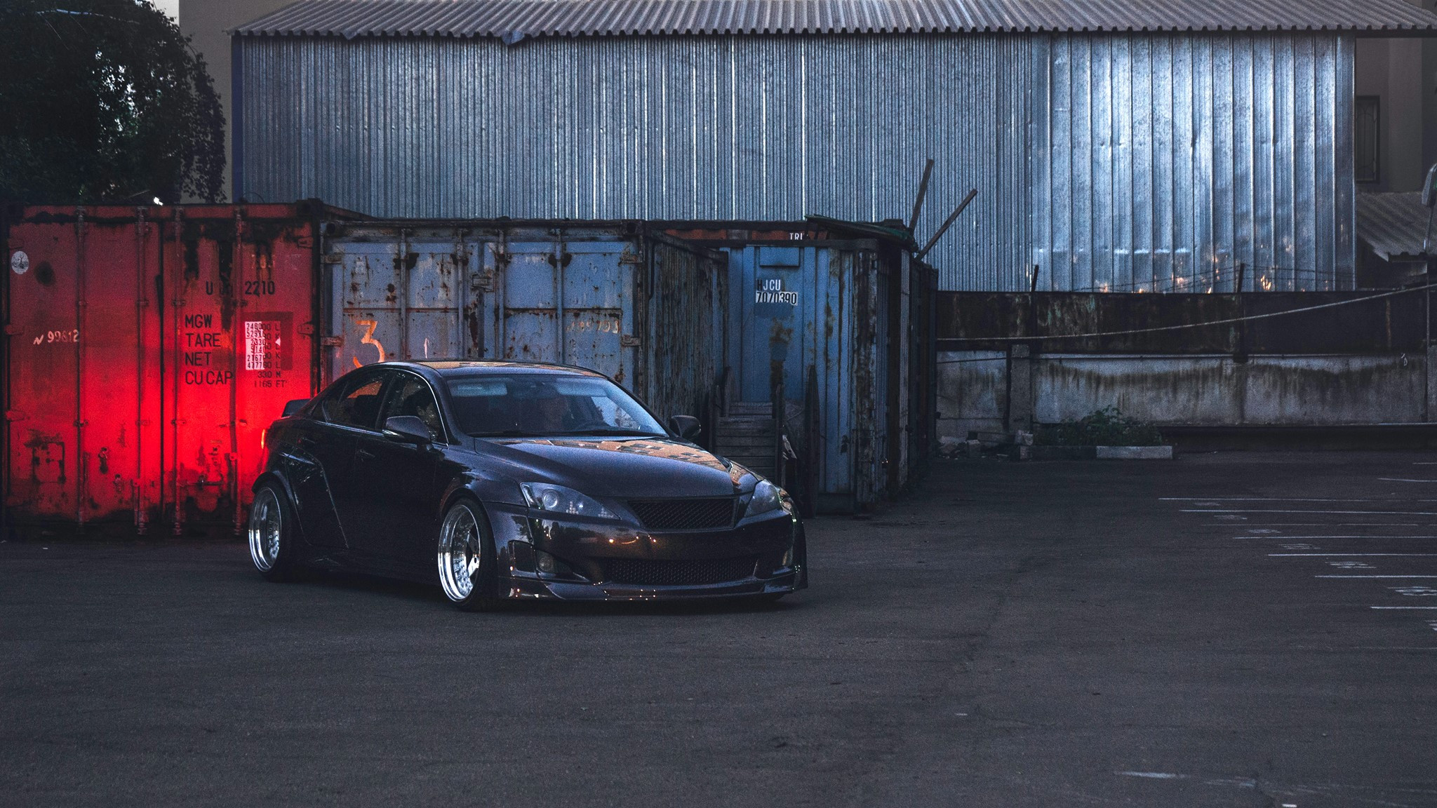 Custom Black Stanced Lexus IS with Dark Smoke Headlights - Photo by Clinched