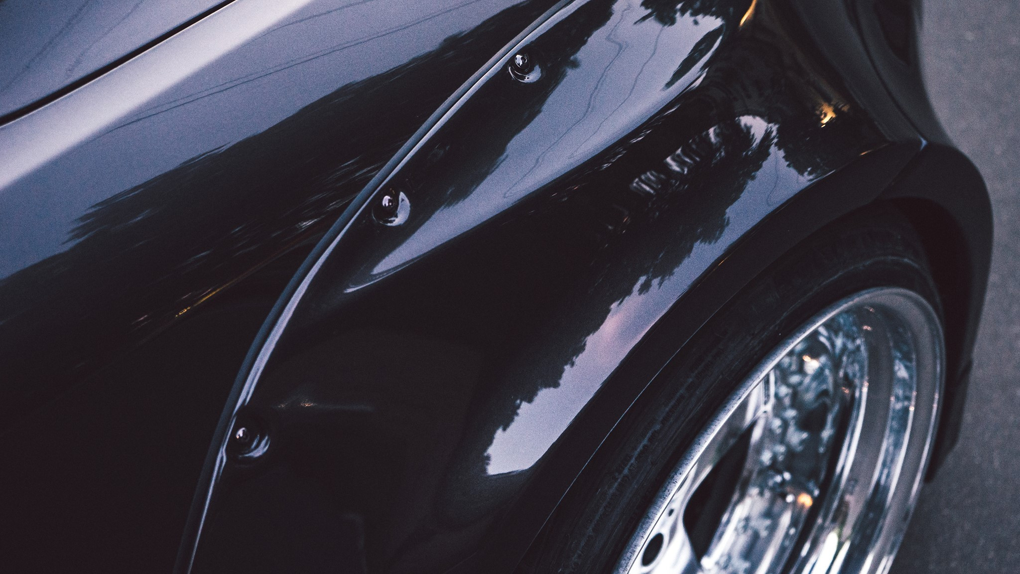 Custom Chrome Wheels on Black Lexus IS - Photo by Clinched