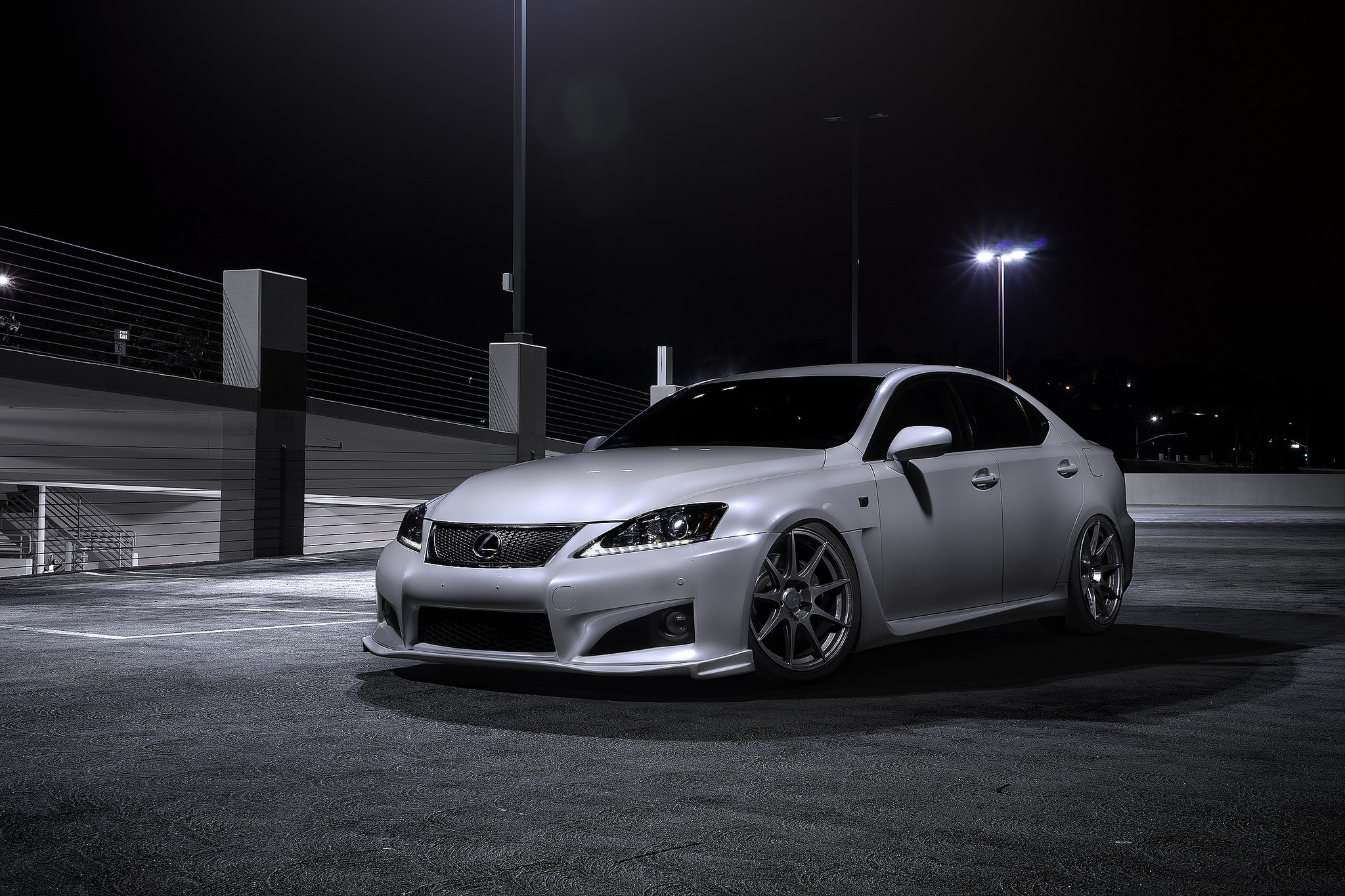 White Lexus IS with Chrome Mesh Grille - Photo by Zito Wheels