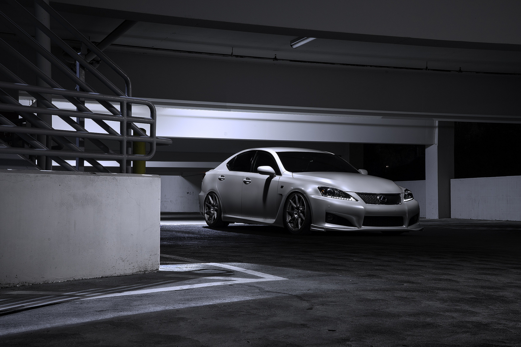 White Lexus IS with Dark Smoke LED Headlights - Photo by Zito Wheels