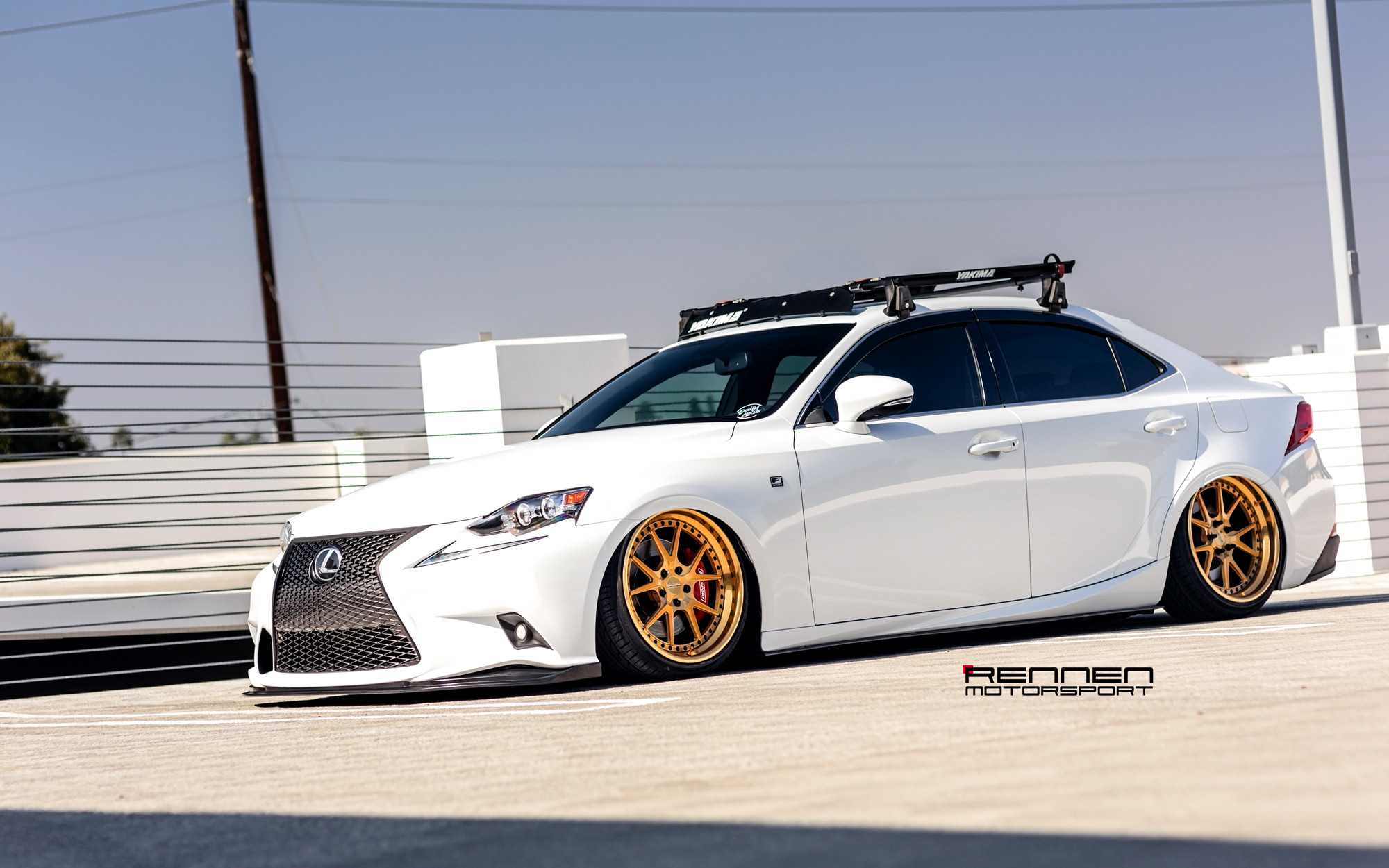 White Lowered Lexus IS with Custom Front Lip - Photo by Rennen International