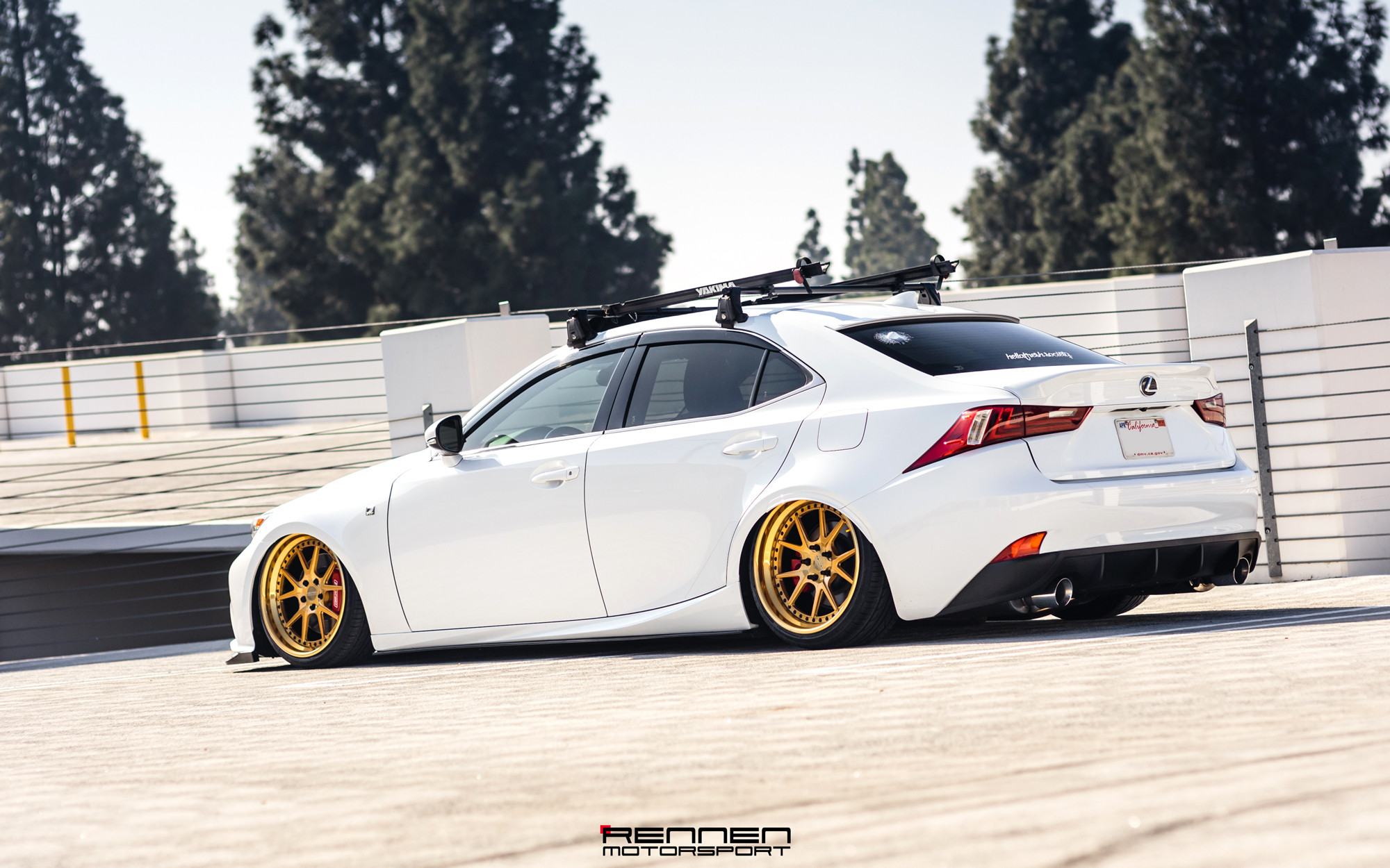 Red LED Taillights on White Lowered Lexus IS - Photo by Rennen International