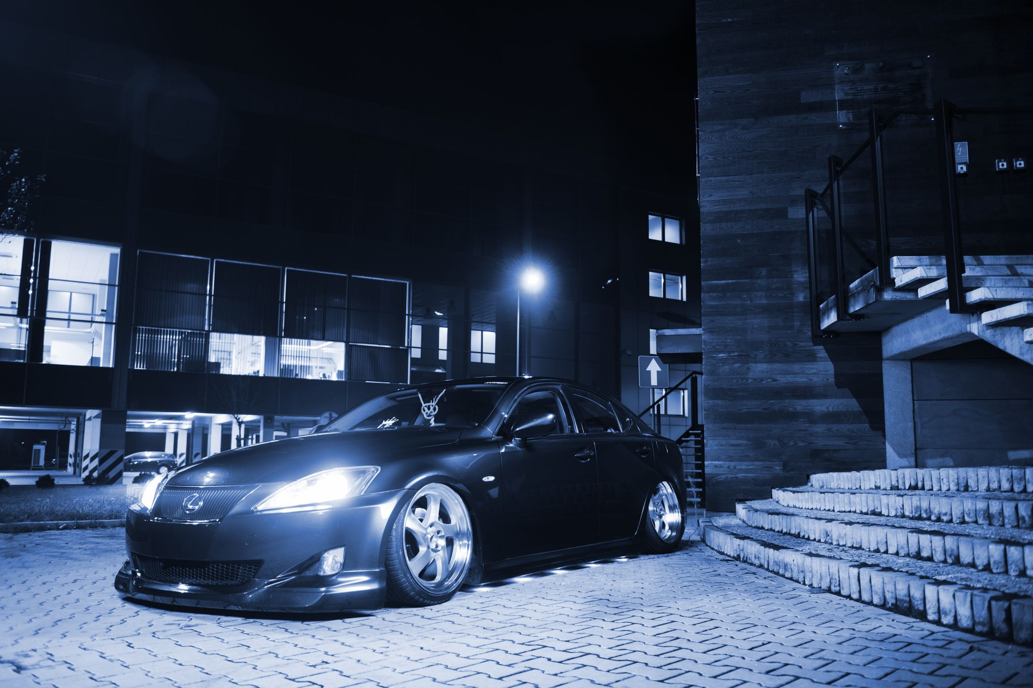 Black Lexus IS with Custom Front Lip - Photo by JR Wheels