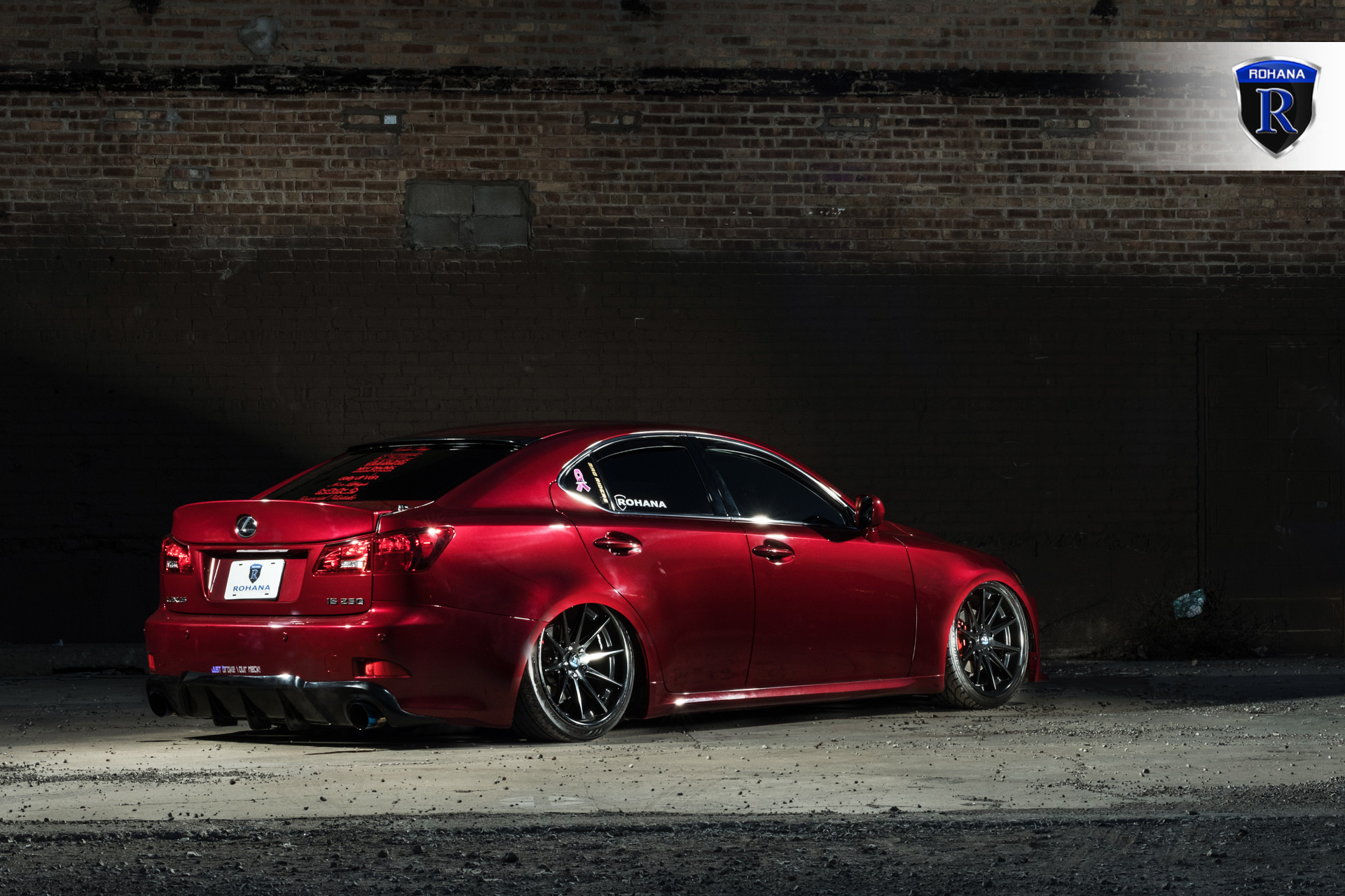 Aftermarket Rear Diffuser on Red Lexus IS - Photo by Rohana Wheels
