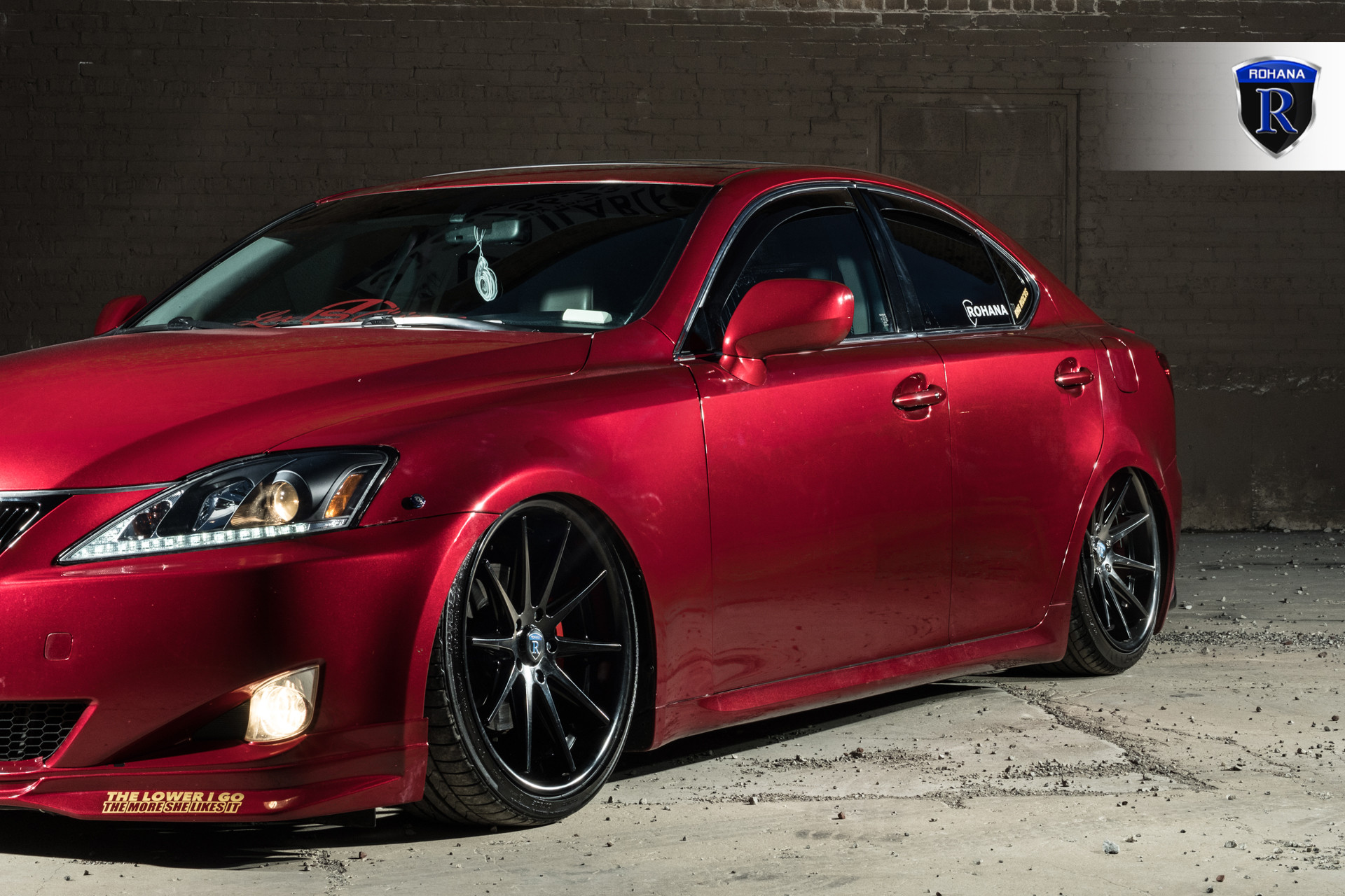 Matte Black Rohana Wheels on Red Lexus IS - Photo by Rohana Wheels