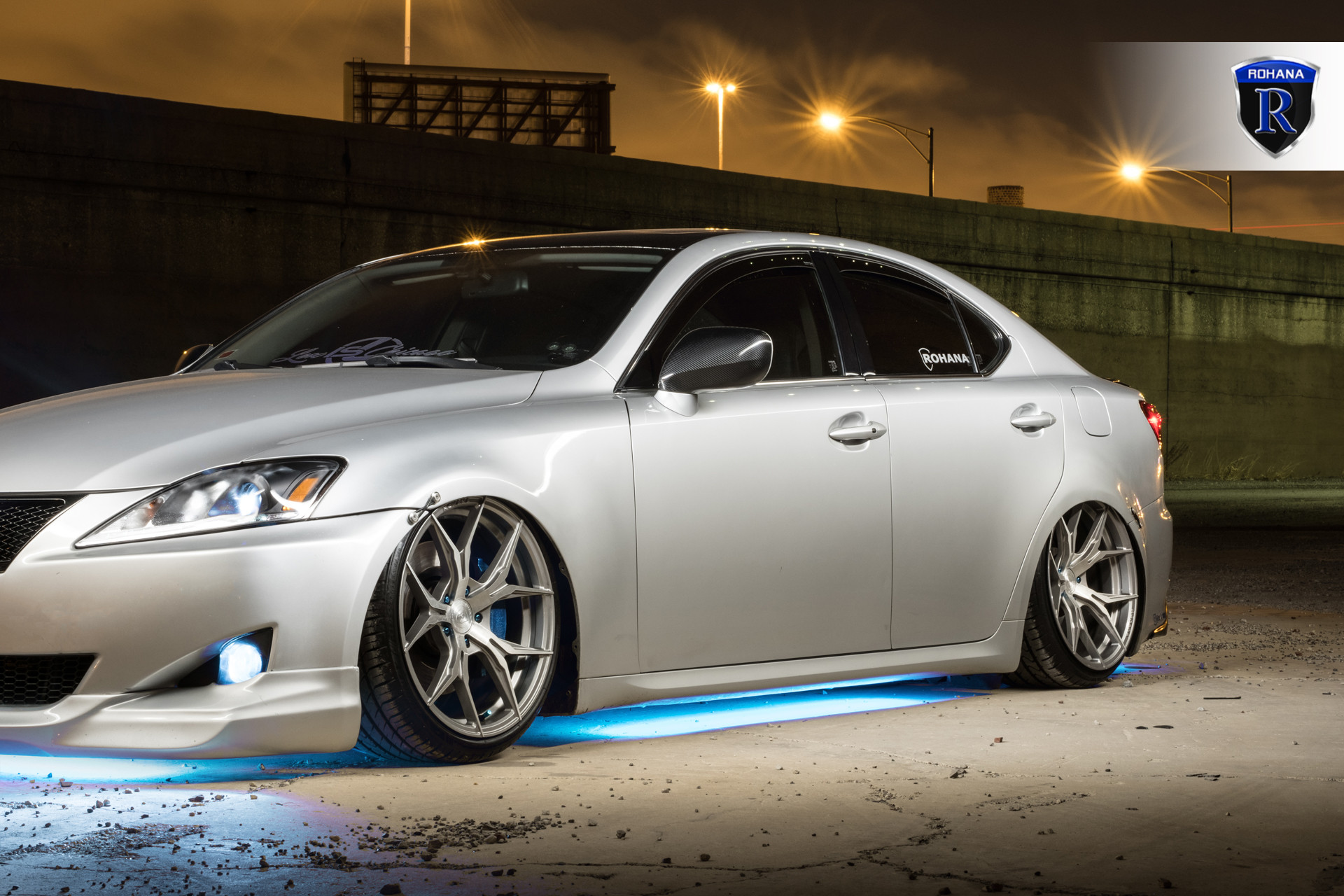 Aftermarket Projector Headlights on Silver Lexus IS - Photo by Rohana Wheels
