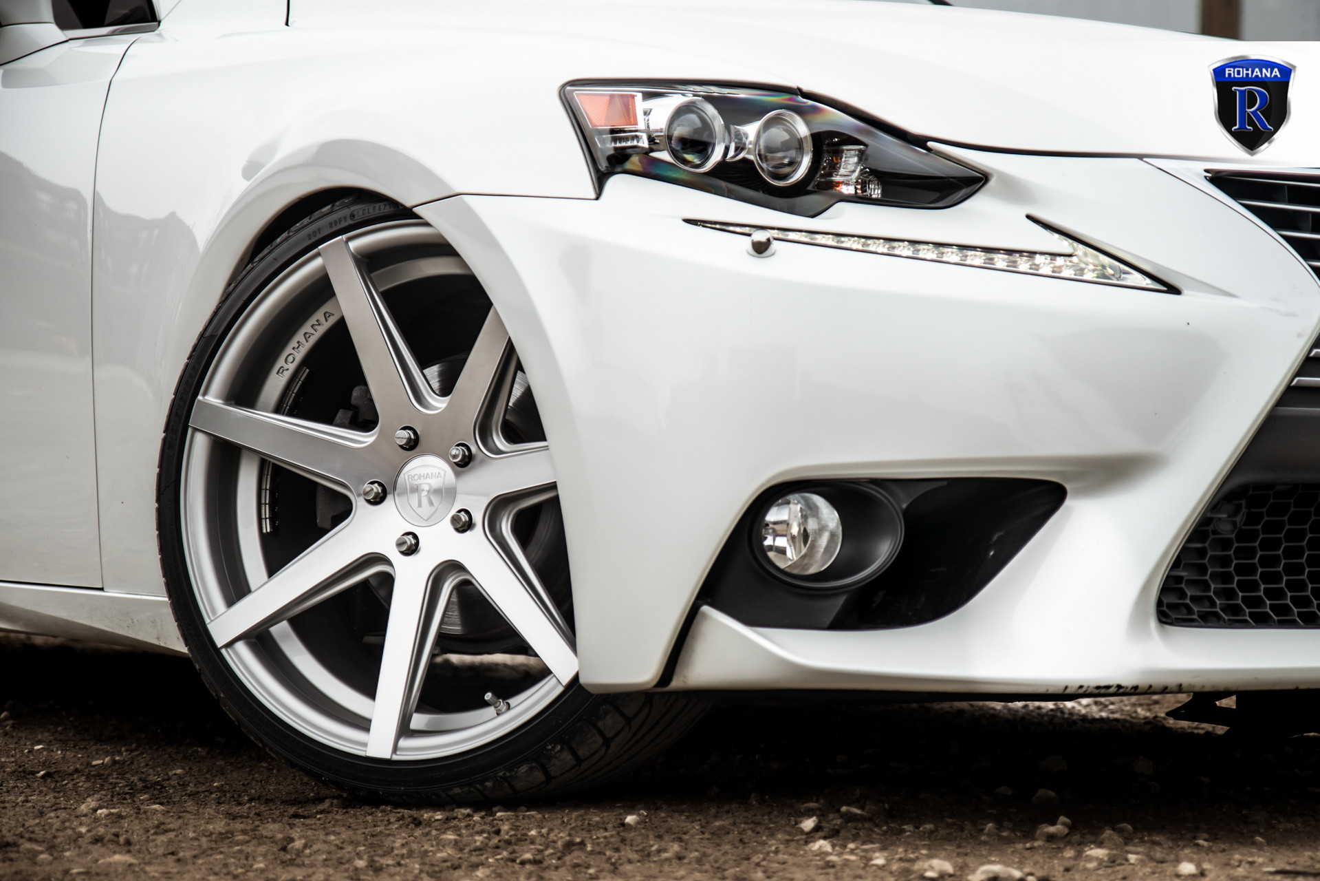 Chrome Rohana Wheels on White Lexus IS - Photo by Rohana Wheels