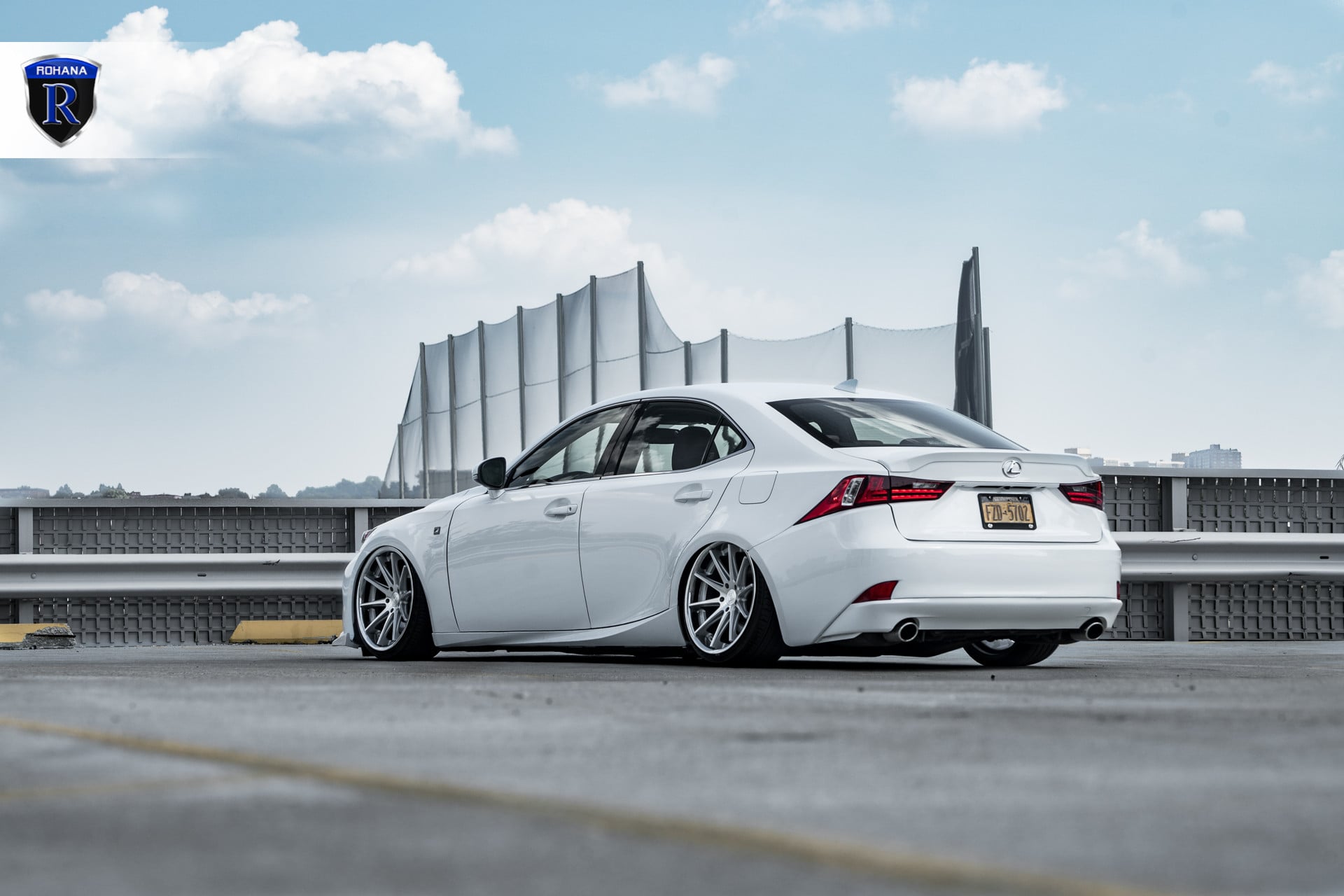 Rear Lip Spoiler on White Stanced Lexus IS - Photo by Rohana Wheels