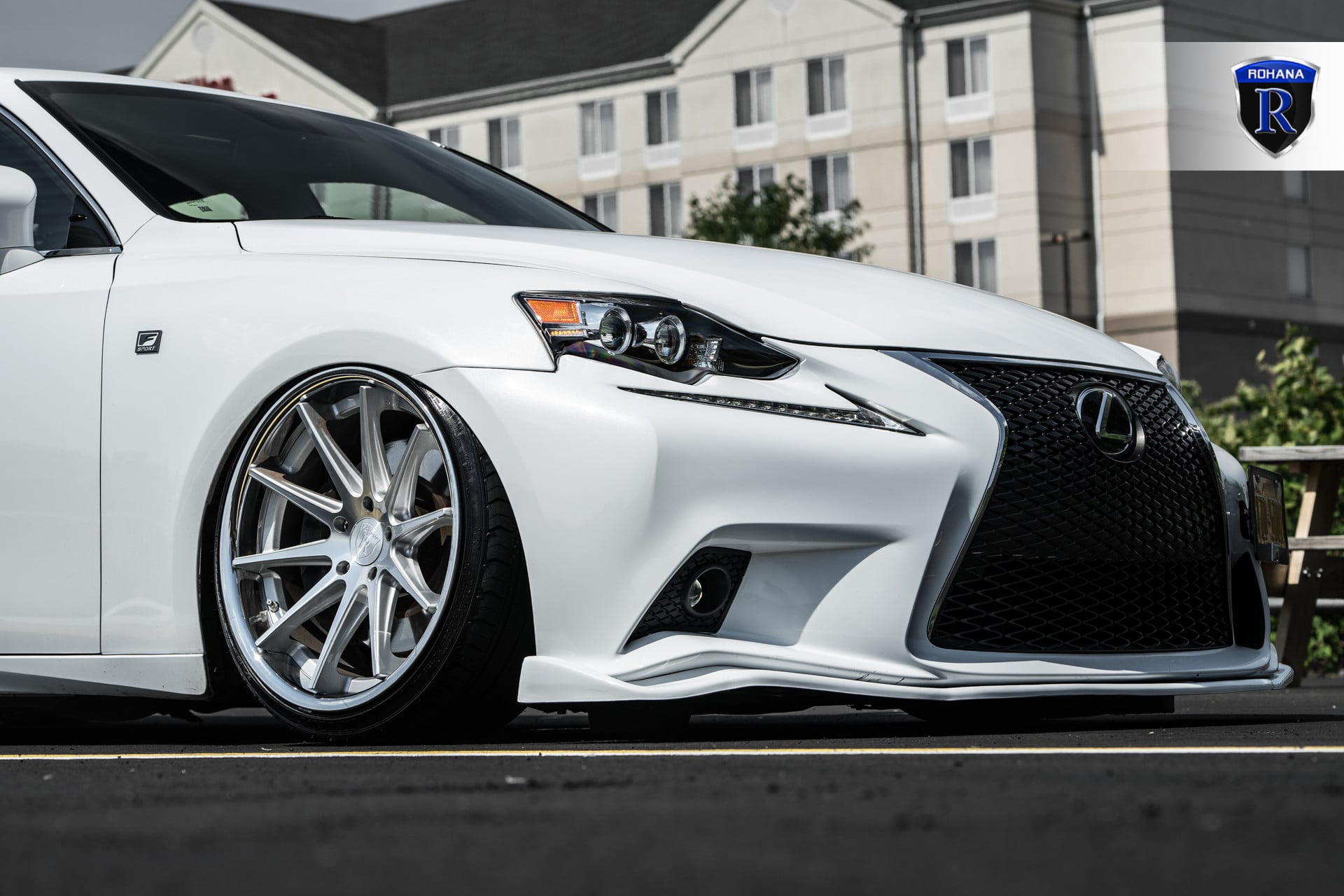 White Stanced Lexus IS Front Bumper Lip Spoiler - Photo by Rohana Wheels