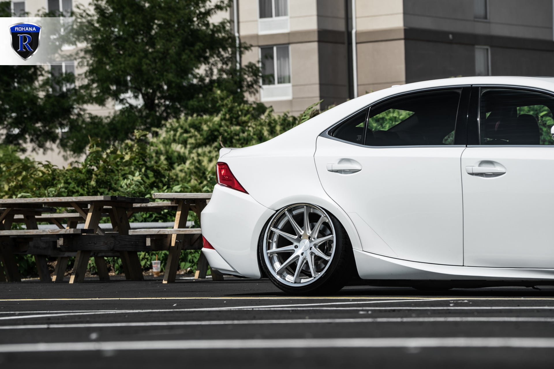 Custom Rohana Rims on White Stanced Lexus IS - Photo by Rohana Wheels