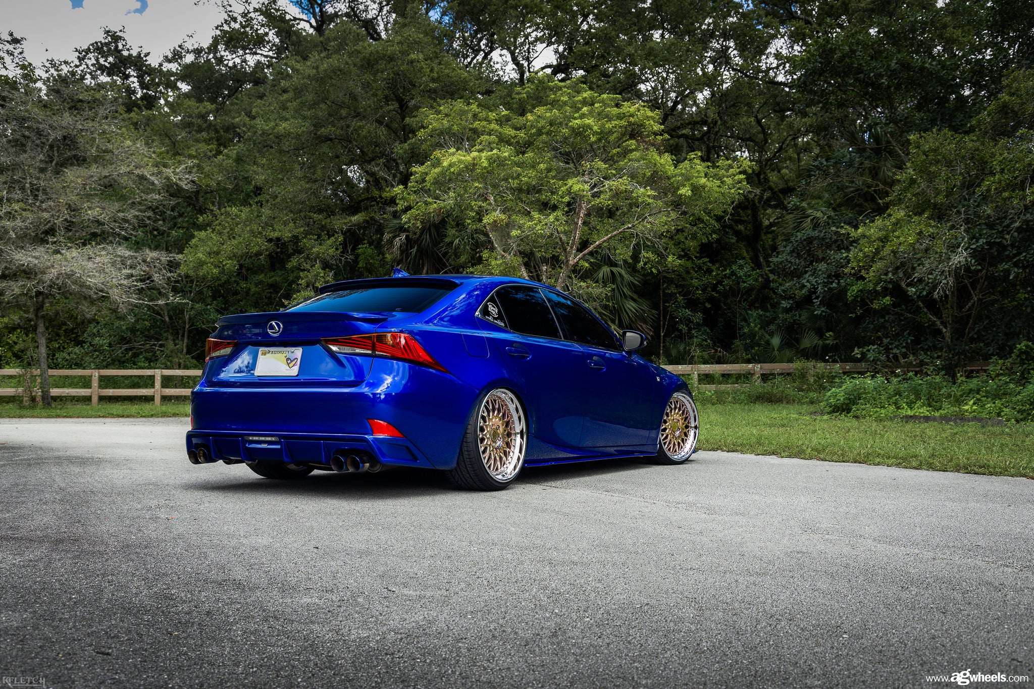 Aftermarket Rear Diffuser on Blue Lexus IS - Photo by Avant Garde Wheels