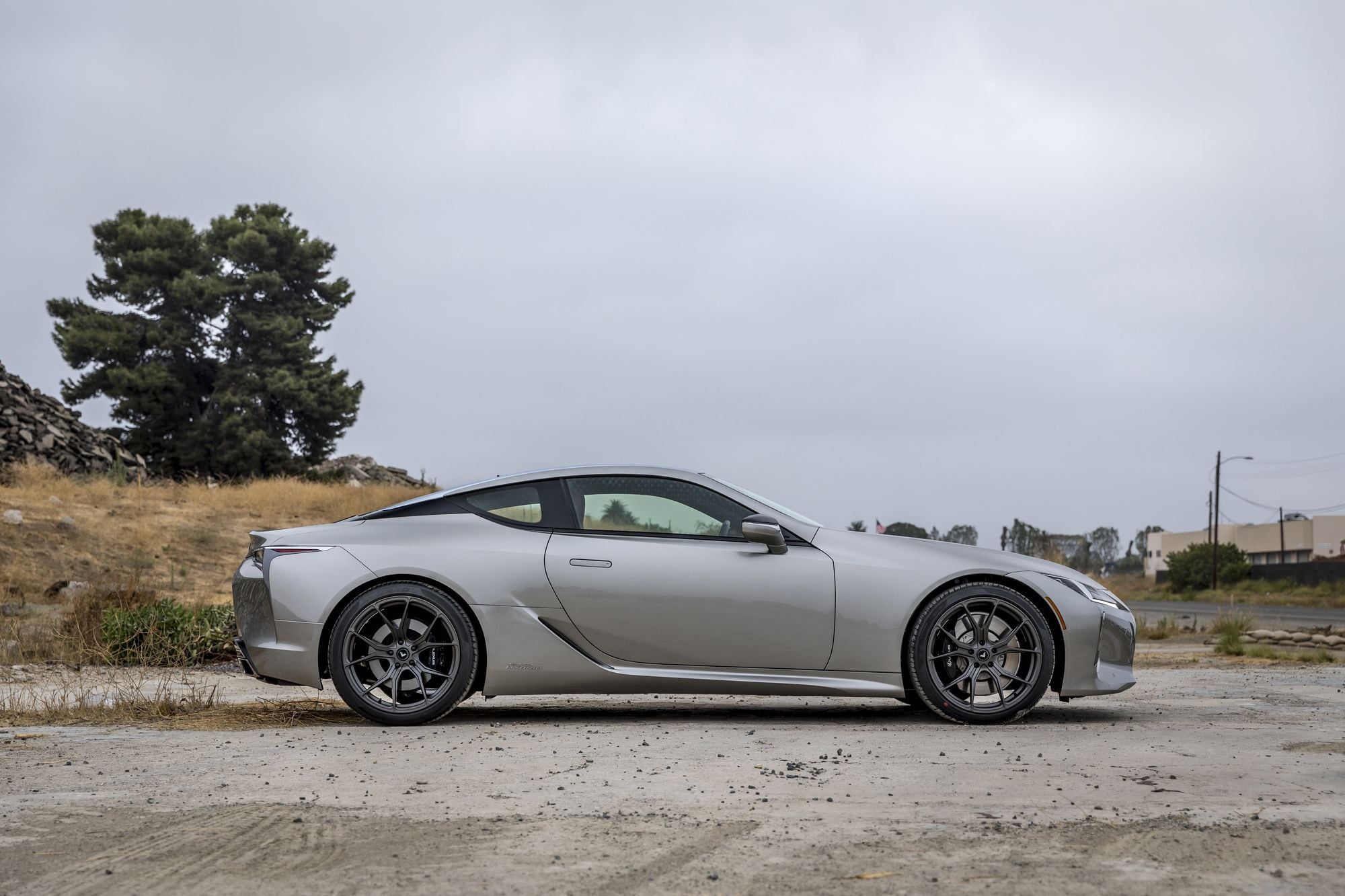 Aftermarket Side Skirts on Gray Lexus LC - Photo by Vorstiner