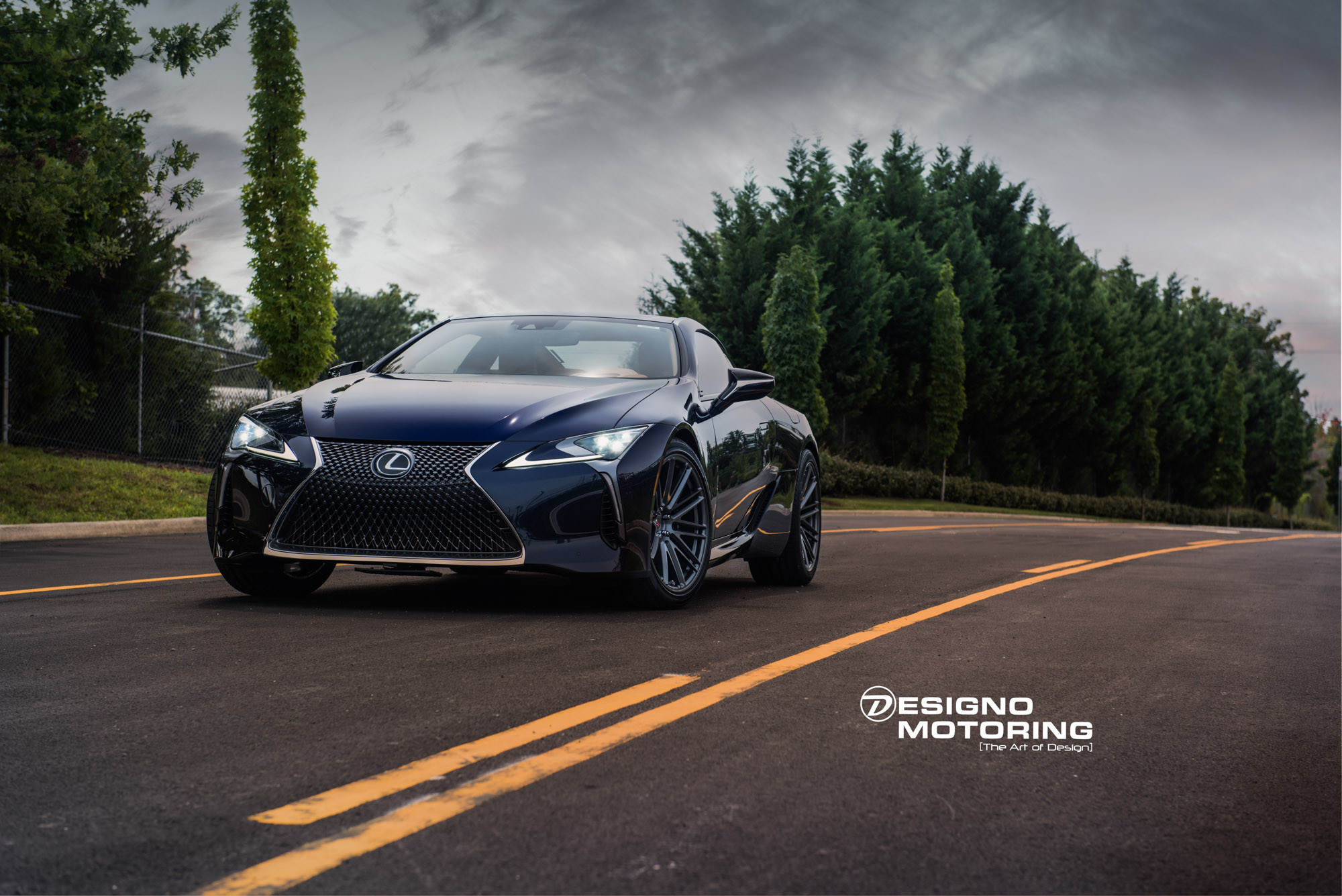 Custom Front Bumper on Blue Lexus LC - Photo by Vossen