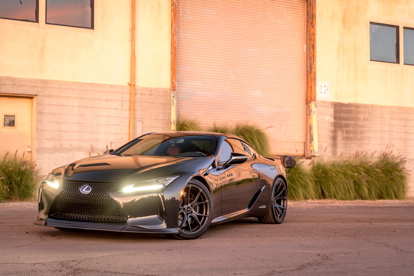 Black Lexus LC with Aftermarket DRL-Bar Headlights  - Photo by Vorsteiner