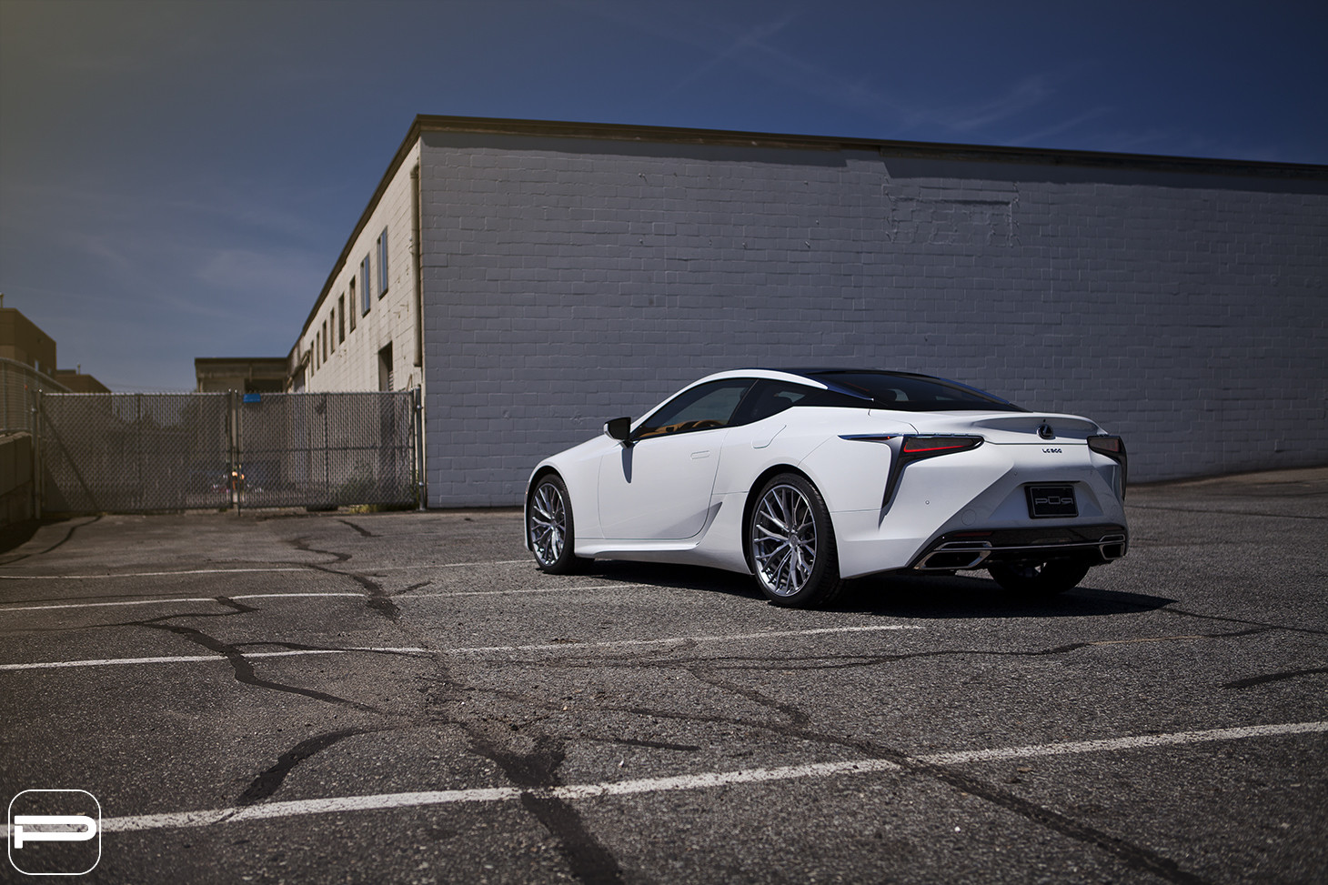 Aftermarket Rear Diffuser on White Lexus LC - Photo by PUR Wheels