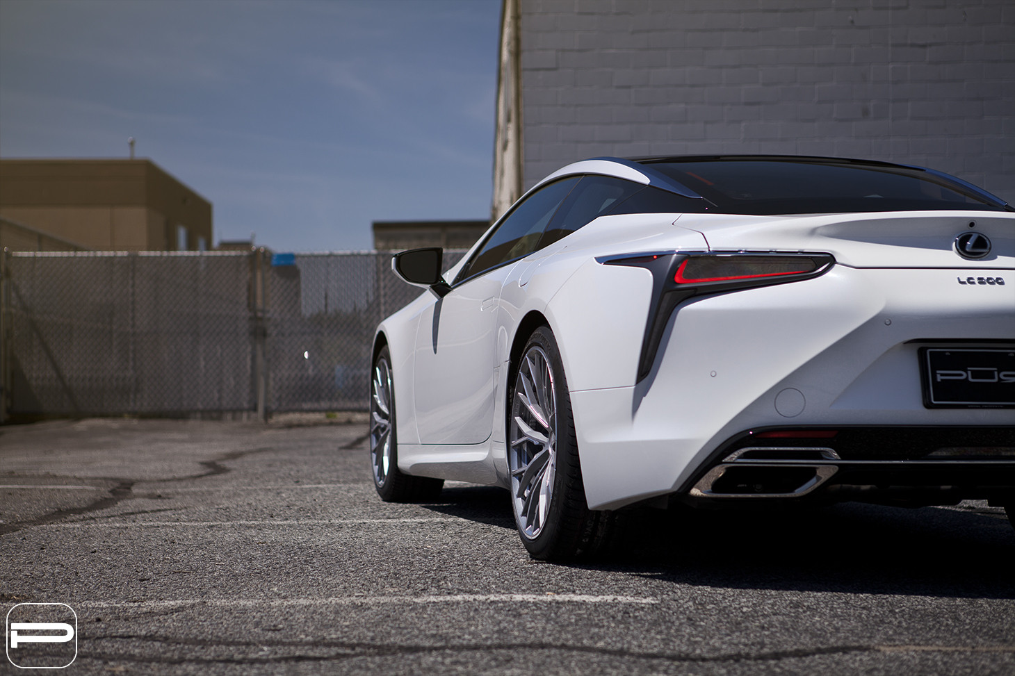 White Lexus LC with Custom Taillights - Photo by PUR Wheels