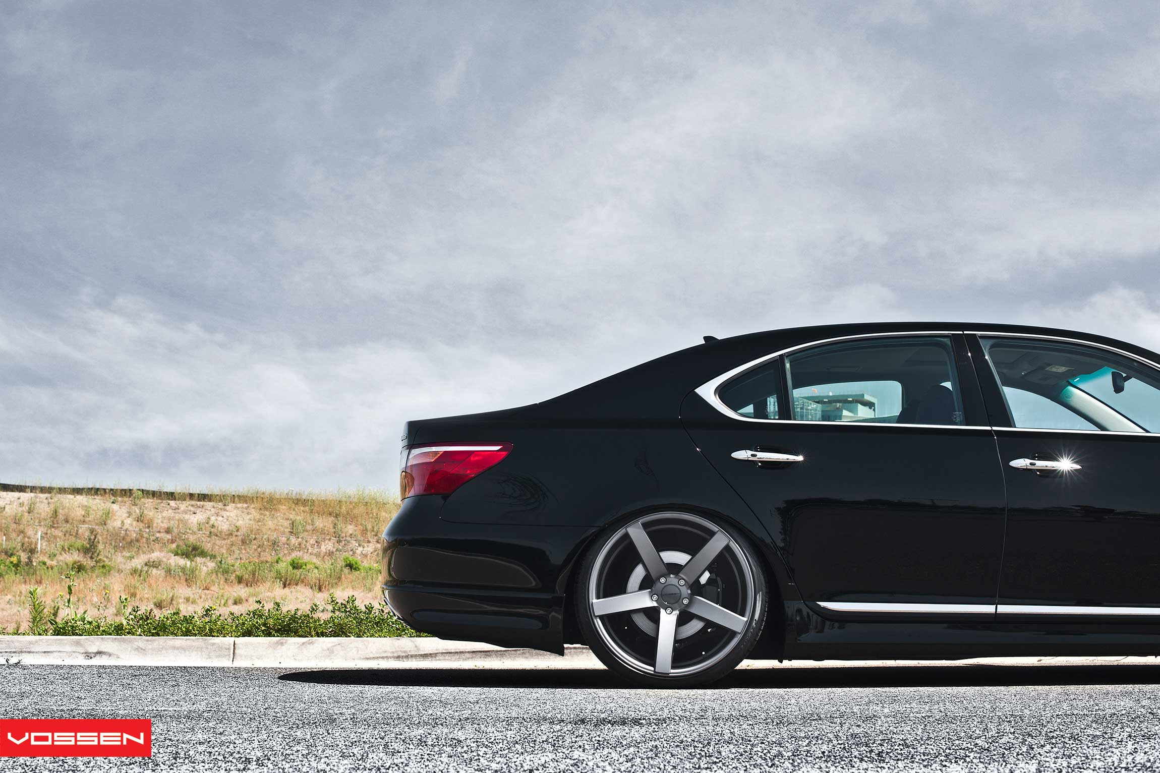 Dark Smoke Vossen Rims on Black Lexus LS - Photo by Vossen