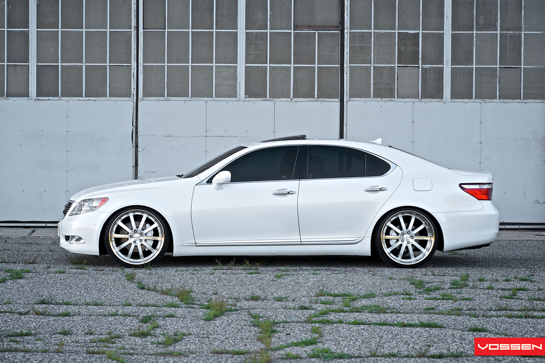 White Lexus LS Chrome Bodyside Moldings - Photo by Vossen