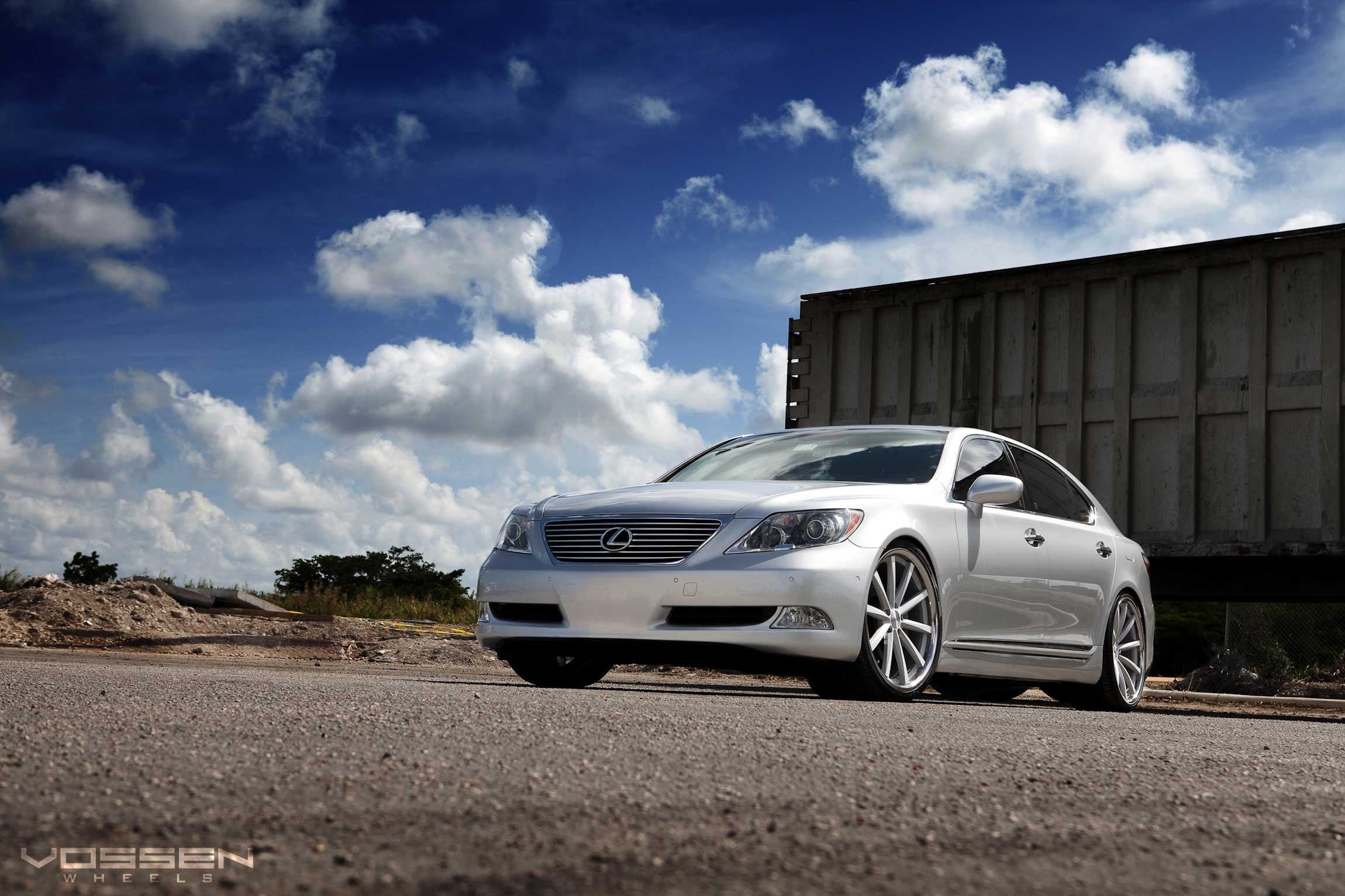 White Lexus LS with Aftermarket Front Bumper Cover - Photo by Vossen