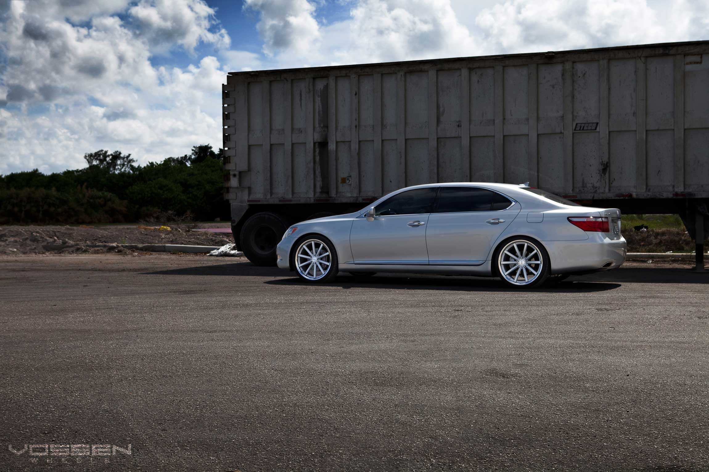 Custom Side Skirts on White Lexus LS - Photo by Vossen