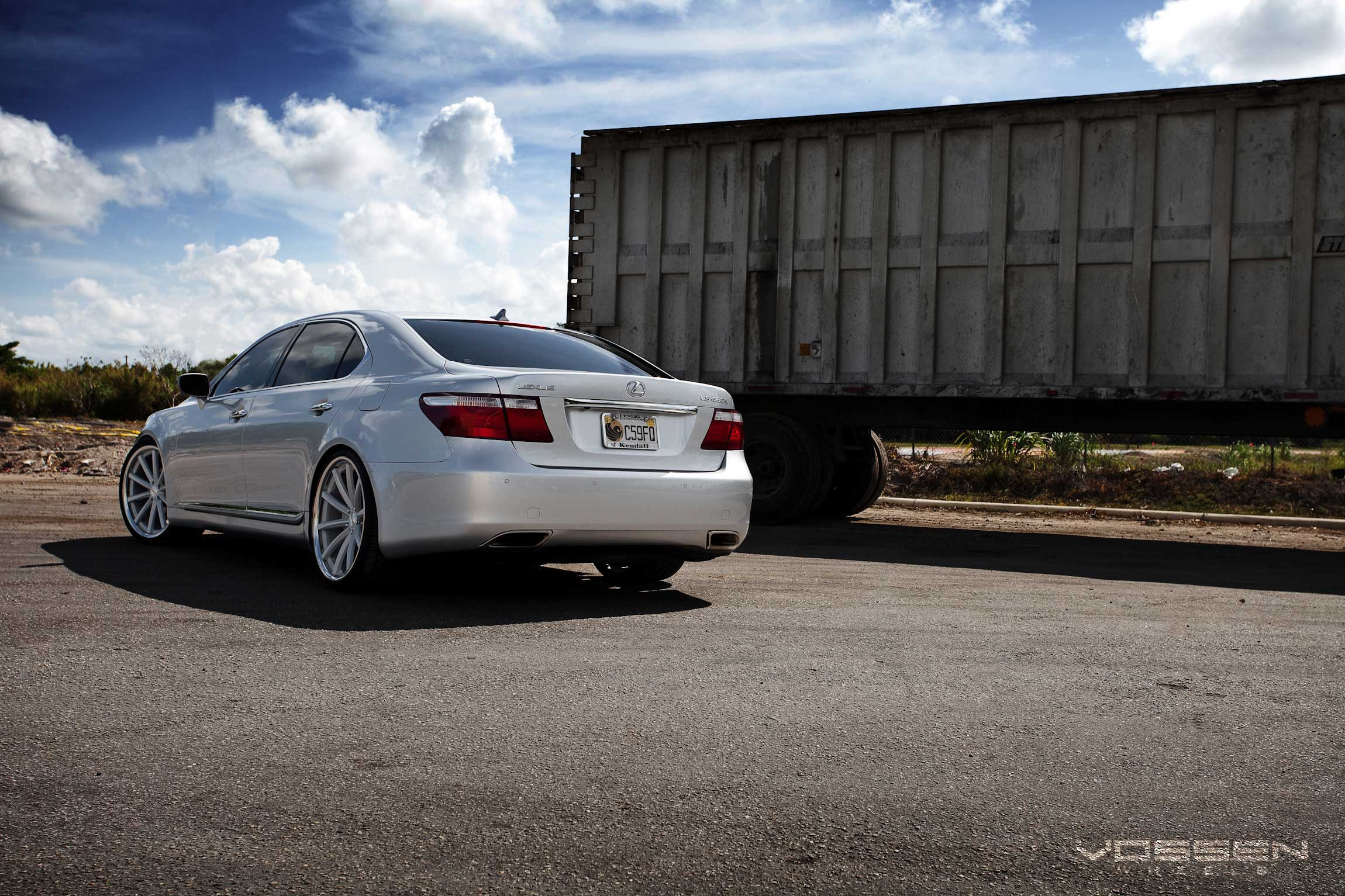 White Lexus LS 460 with Red Taillights - Photo by Vossen